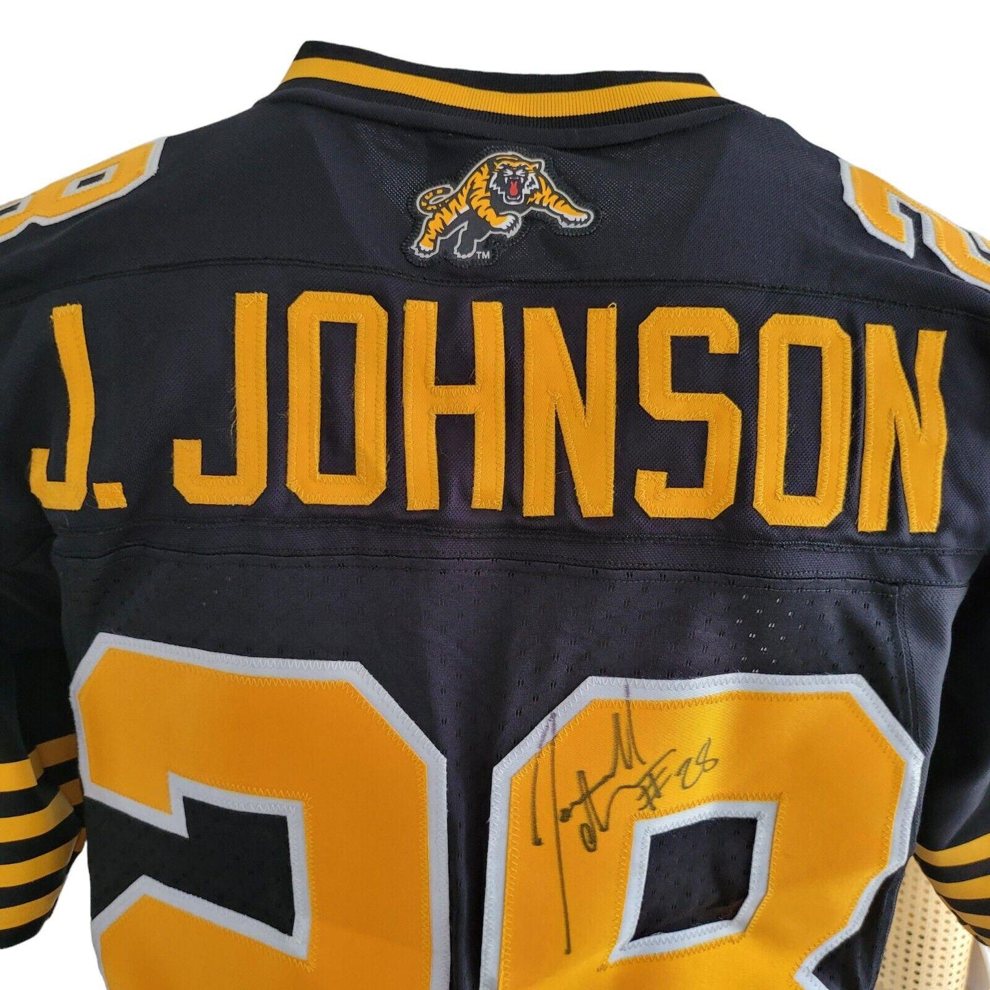 Hamilton Tiger-Cats CFL Reebok J. Johnson # Jersey - Signed, Size M-USASTARFASHION