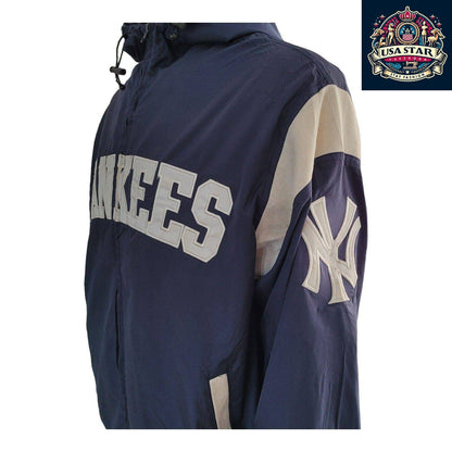 Vintage Yankees Jacket XL Men's Bomber by G-III Sports with Hood & Functional Pockets - USASTARFASHION