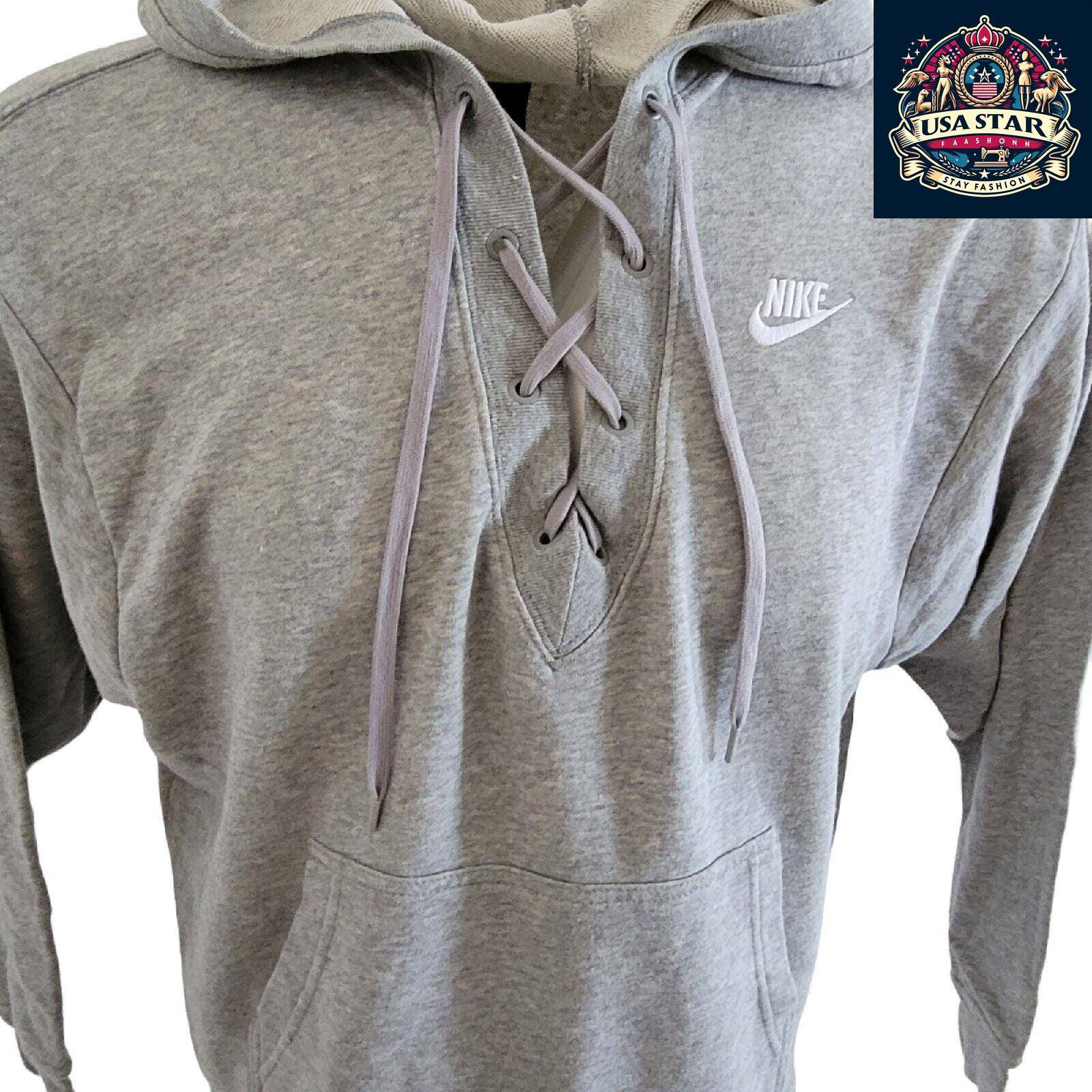 Nike Men's Hoodie, Small Grey with Adjustable Drawstring, Front Pocket, Stylish & Comfortable - USASTARFASHION