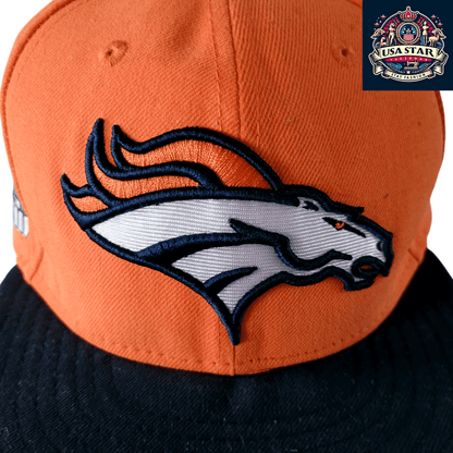 New Era Denver Broncos Super Bowl XLVIII 59FIFTY Fitted Hat - Orange, Size 7 3/8, Premium Quality - USASTARFASHION