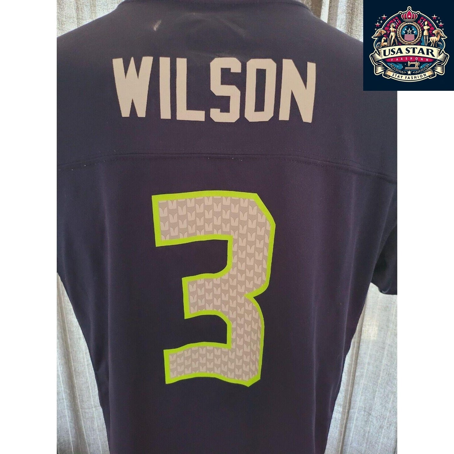 Seattle Seahawks Youth Jersey XL (18-20) - Wilson #3, Breathable Fabric, Grade A Condition - USASTARFASHION