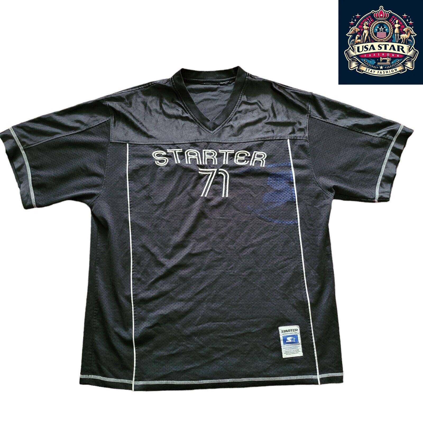 Starter Black Sports Jersey - Number 71, Size L, Breathable Fabric, Iconic Style, Good Condition - USASTARFASHION