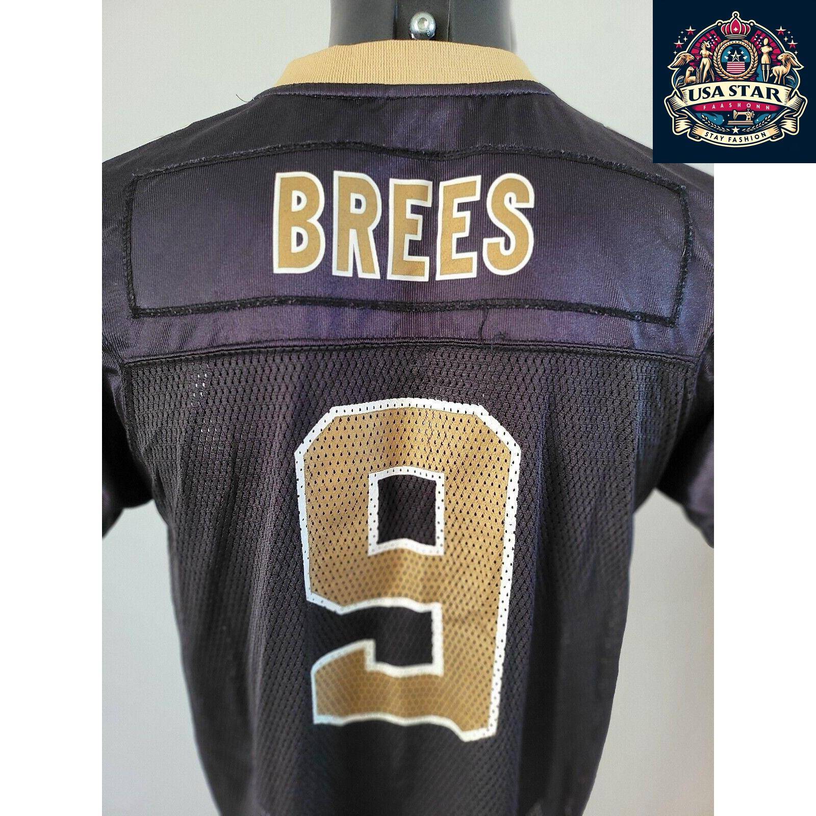 Drew Brees Jersey Youth Large - Vintage Style New Orleans Saints #9 Reebok Shirt in Brown - USASTARFASHION