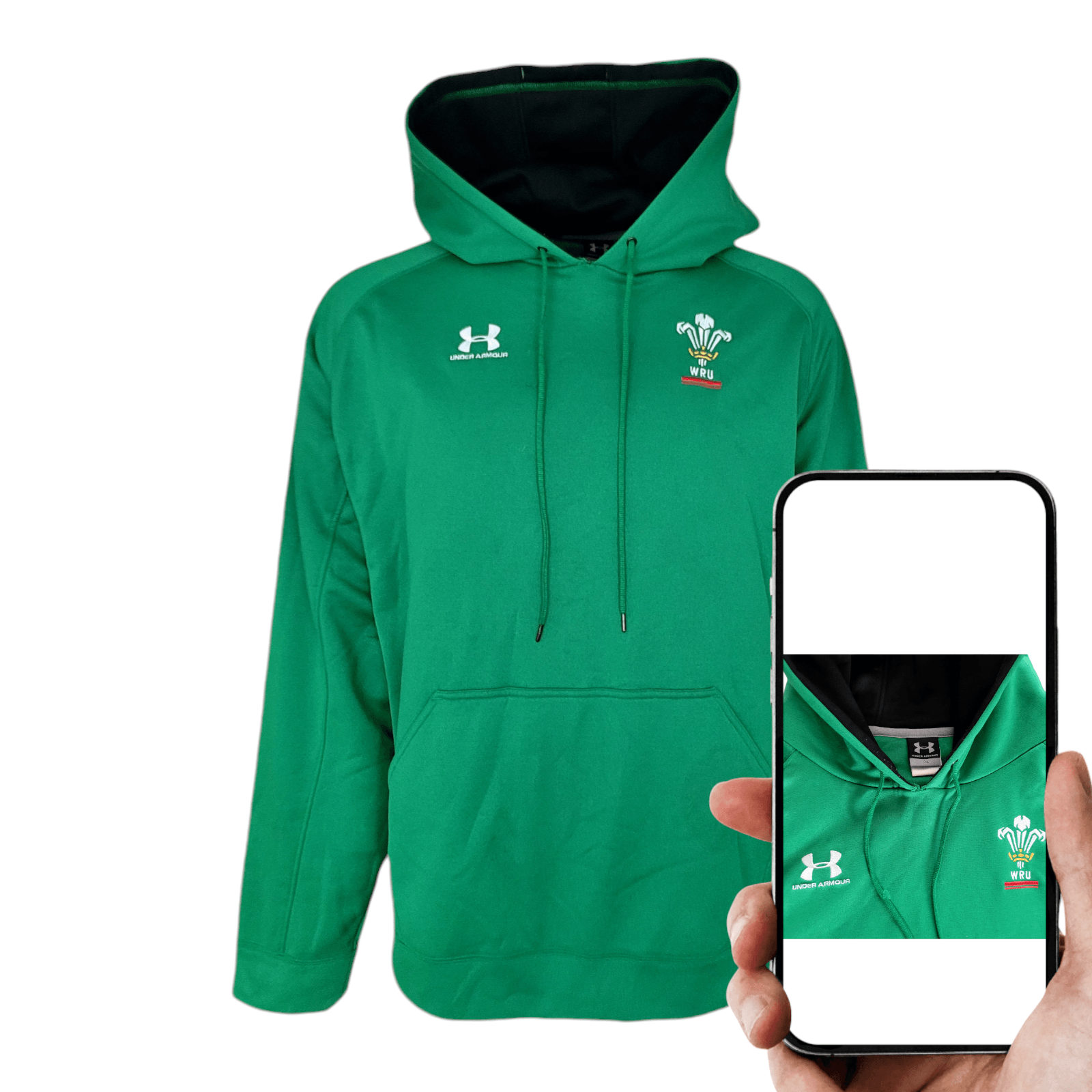 Under Armour Welsh Rugby Union WRU Hoodie Green Pullover Men's Size X-Large