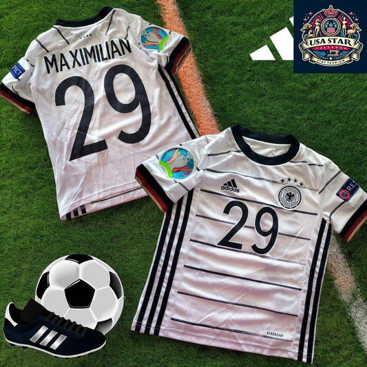 Adidas Germany Kids Soccer Jersey Maximilian #29 Youth Size 7-8Y White, 100% Authentic - USASTARFASHION