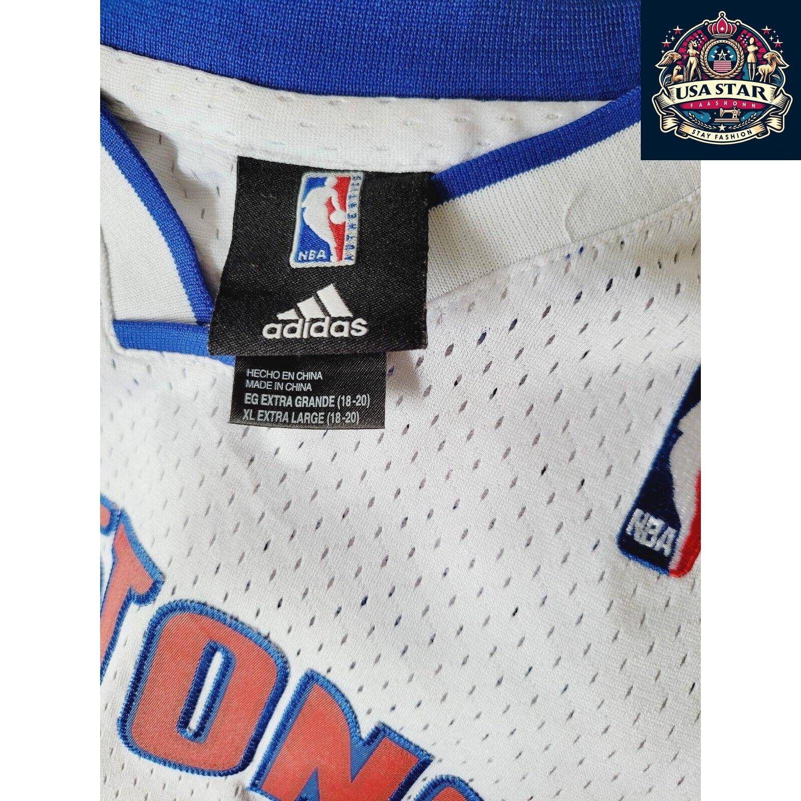 Adidas NBA Detroit Pistons #22 Tayshaun Prince Basketball Jersey Size XL White Vintage Style - USASTARFASHION