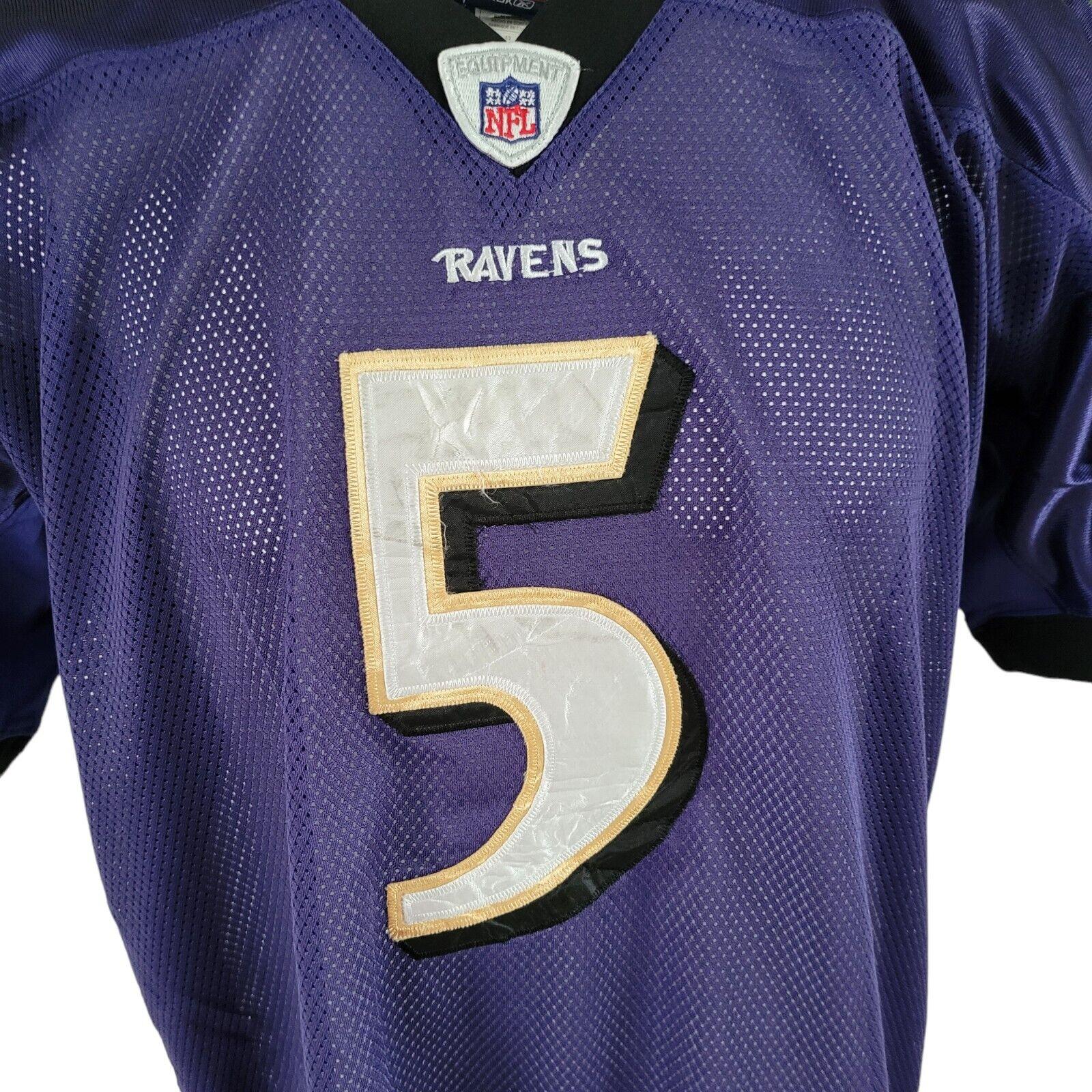 Reebok Baltimore Ravens #5 Flacco Jersey T Shirt - Purple Size 56 Men's-USASTARFASHION