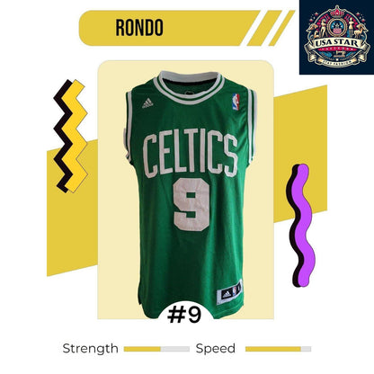 Boston Celtics Rajon Rondo Jersey No. 9 Vintage Adidas Shirt Size S - Classic Basketball Fan Apparel - USASTARFASHION