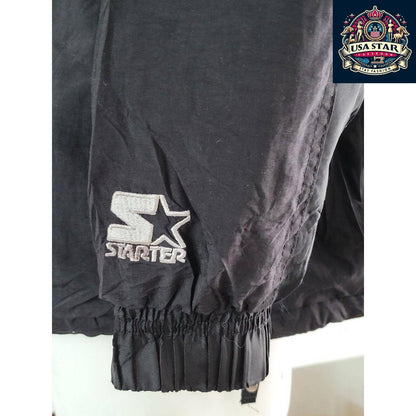 Starter Chicago Bulls Jacket 90s Puffer Bomber, Black Red, Size L, Bold Branding, Functional Design - USASTARFASHION