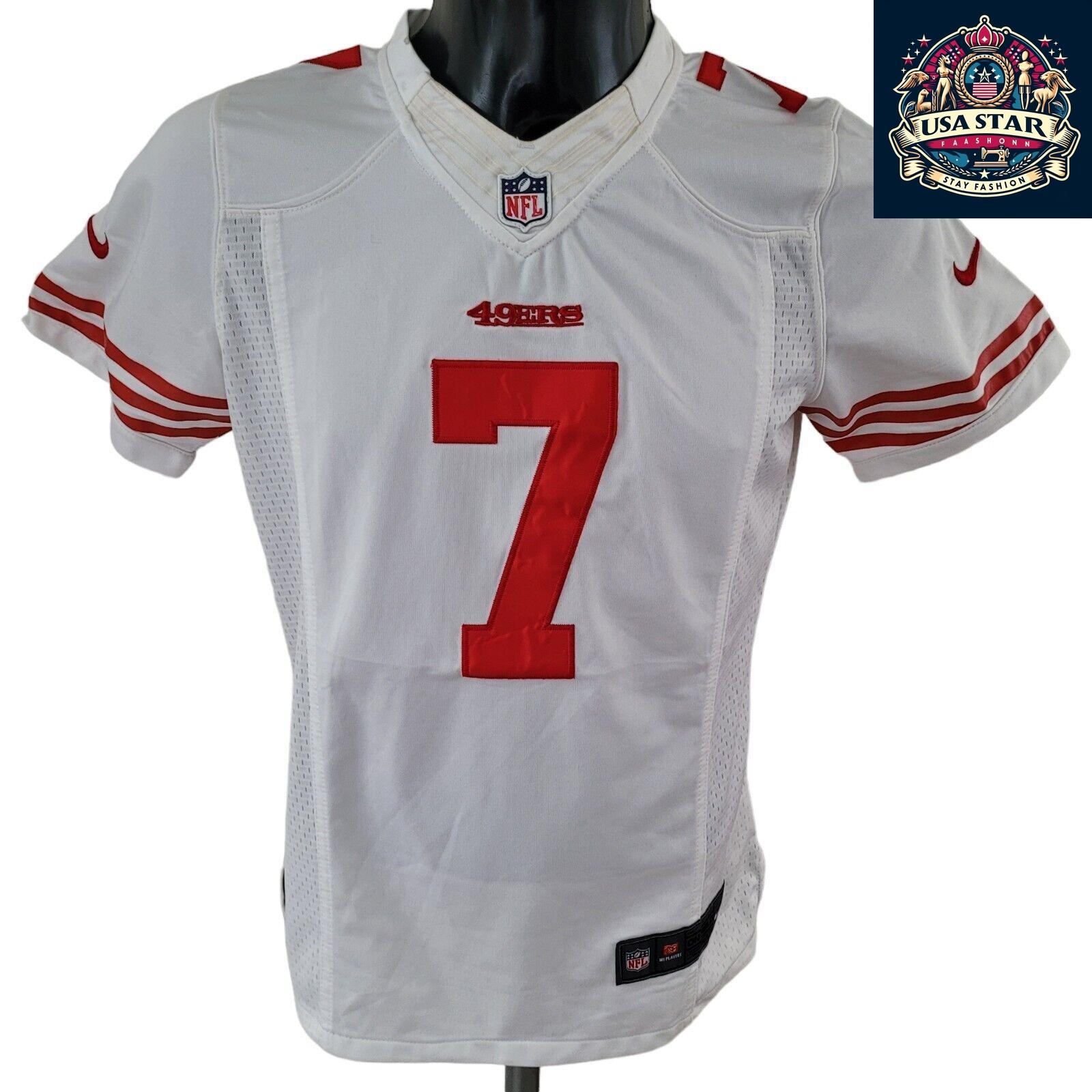 Nike NFL Youth Jersey Colin Kaepernick #7, Large Size, White with Red Accents, 49ers Fan Apparel - USASTARFASHION