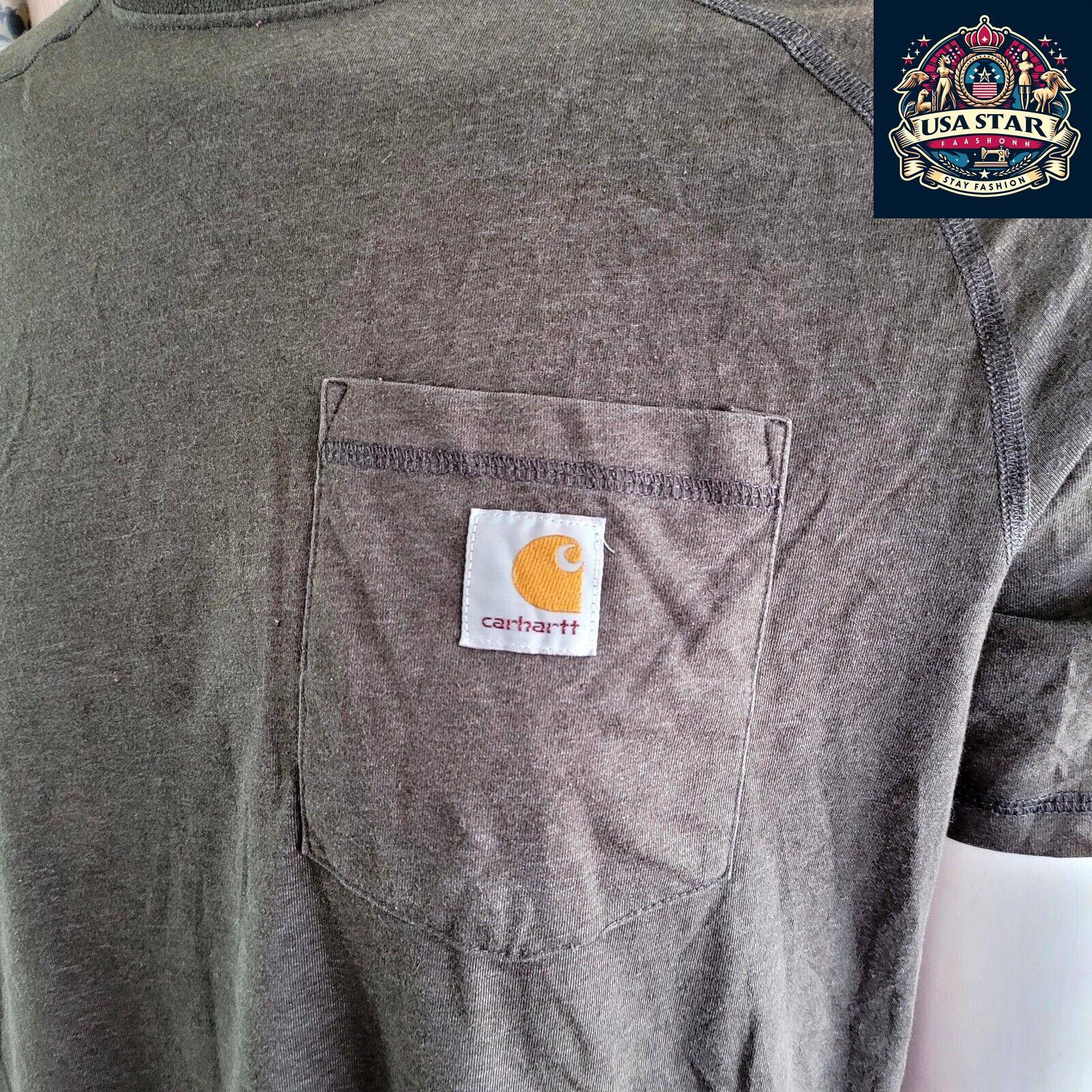 Carhartt Dark Gray T-Shirt, Relaxed Fit Men's Tee with Iconic Logo, Size Large for Comfort USASTARFASHION