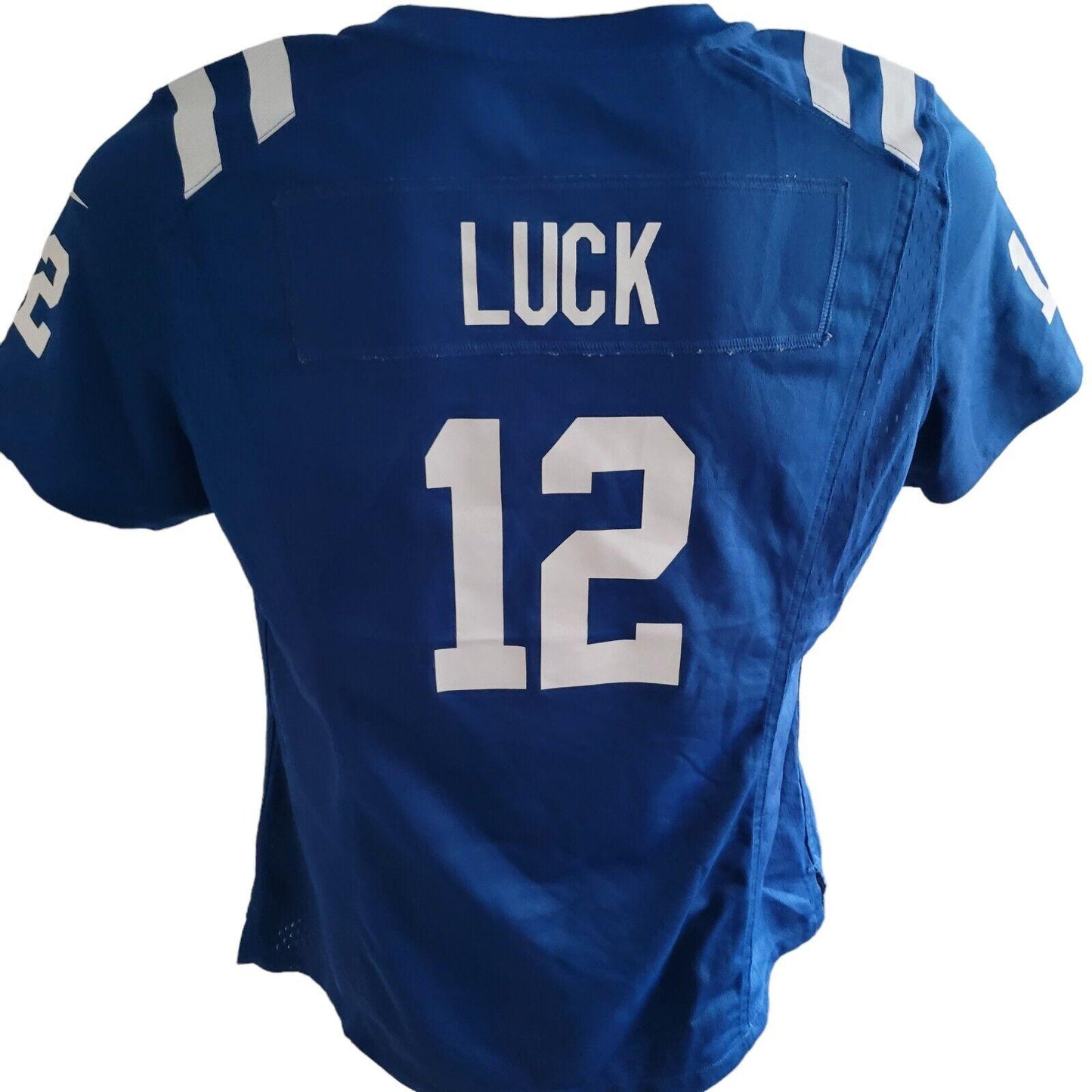 Women's Nike Blue Authentic #12 Luck Jersey - Size Large-USASTARFASHION