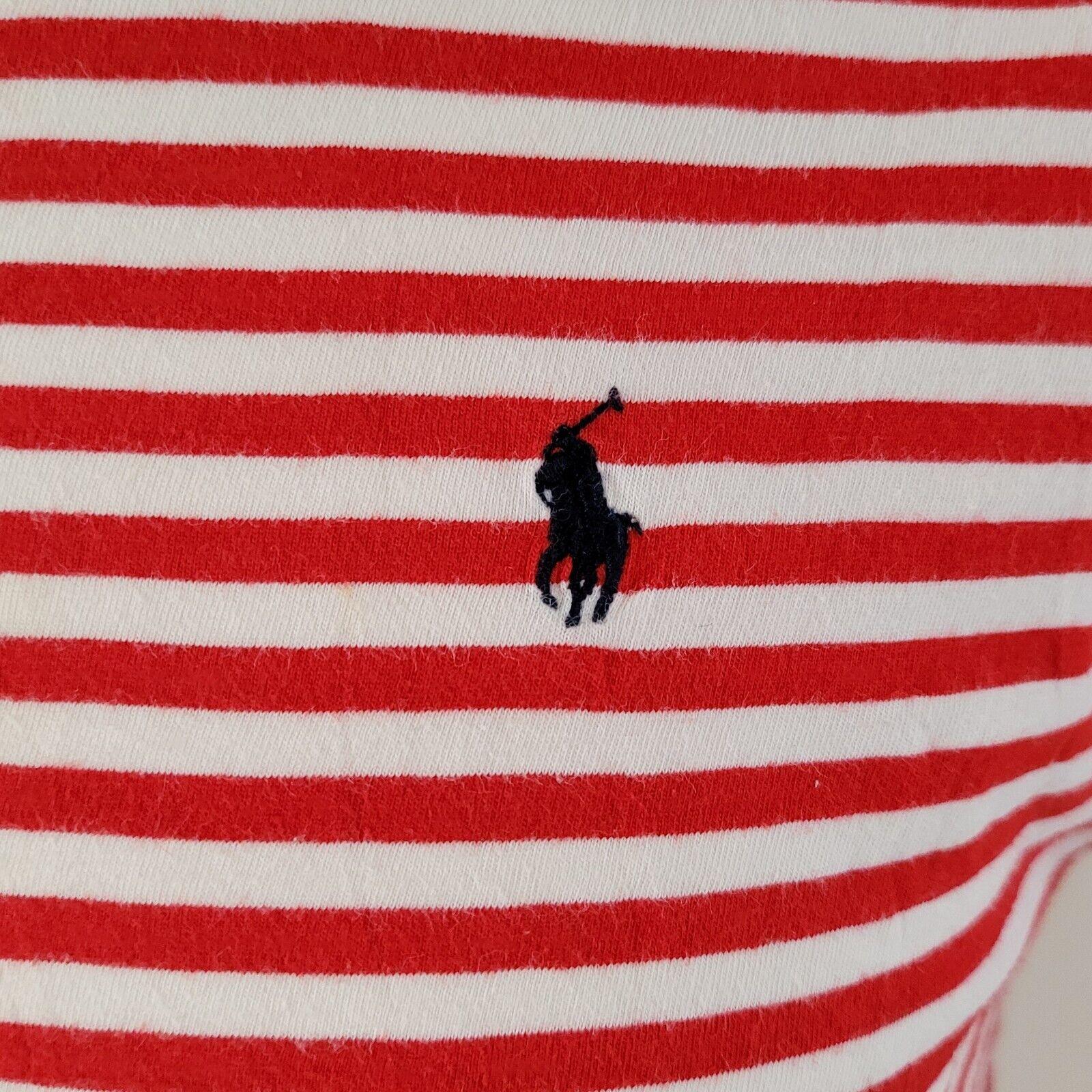 Polo Ralph Lauren Red Striped Cotton XL T-Shirt - Size XL (40" Chest)-USASTARFASHION