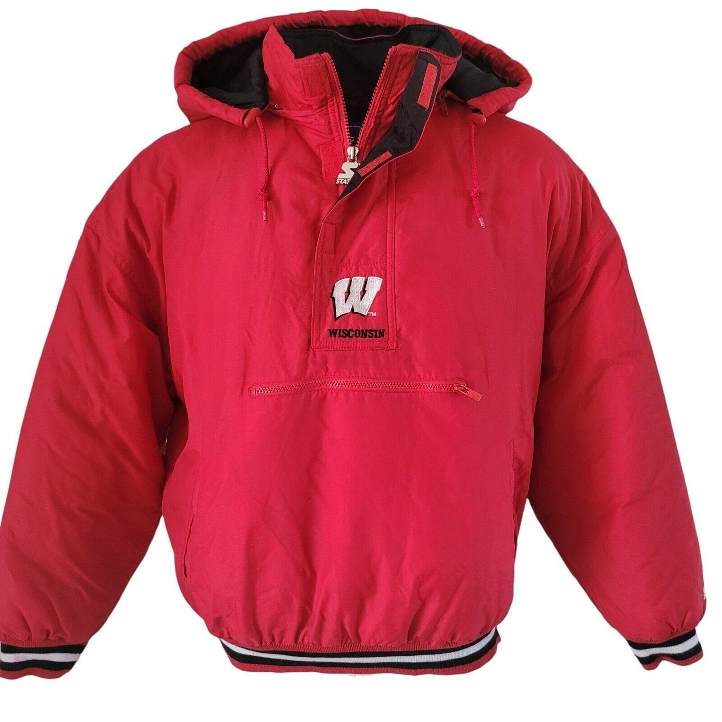 Wisconsin Badgers NHL Puffa Jacket - Red Vintage Starter - Size L - 27" Chest, 28" Length-USASTARFASHION