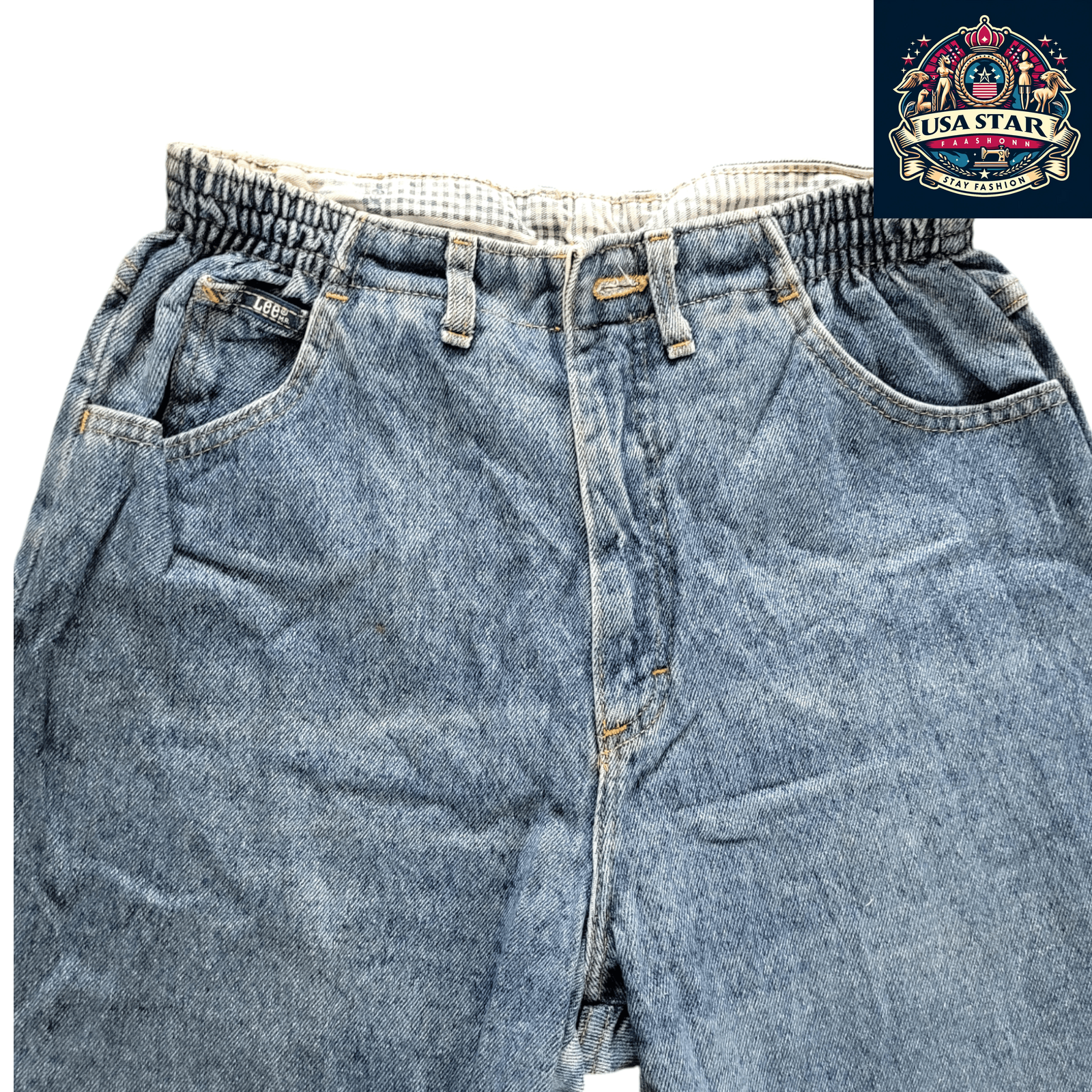 Vintage Lee Jeans W30 - Classic Blue Denim with Elastic Waistband for Ultimate Comfort - USASTARFASHION