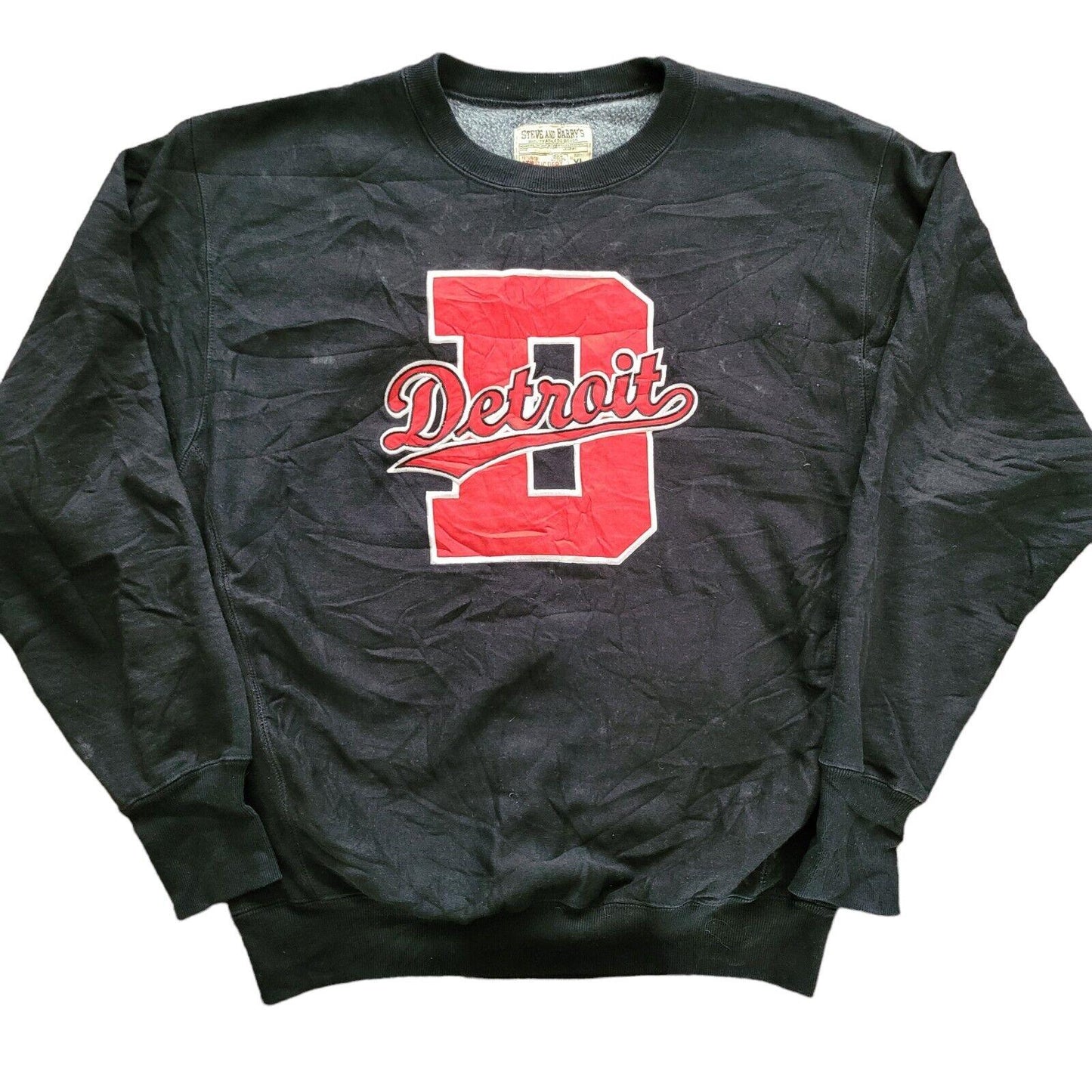 Vintage Steve and Barry's "THE D" Detroit Black Sweatshirt XL 80% Cotton - Size: XL - 27" P2P - 29" Length-USASTARFASHION