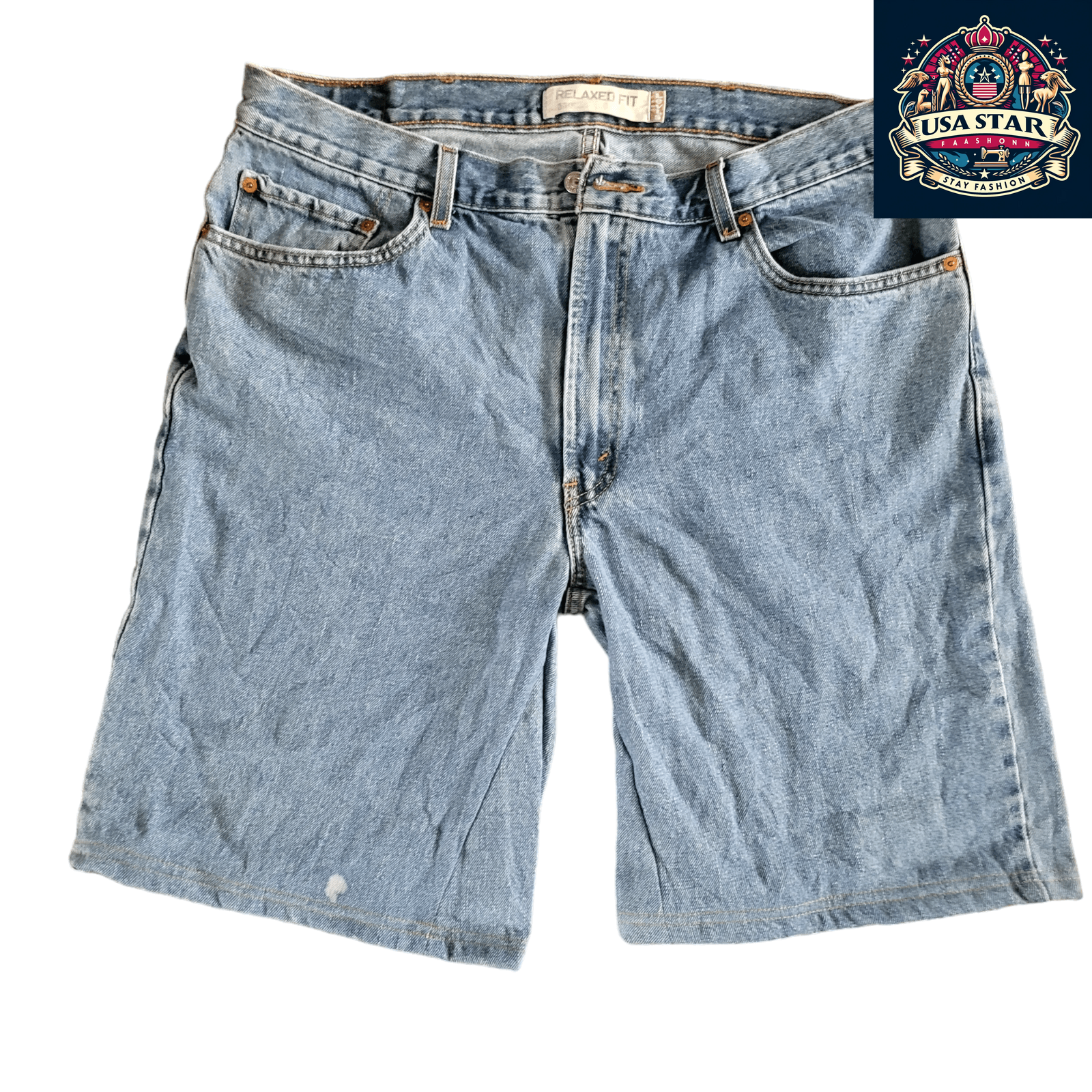 Levi's 560 Blue Jean Shorts, Size 38, Relaxed Fit, Used & Reworked for Casual Comfort - USASTARFASHION