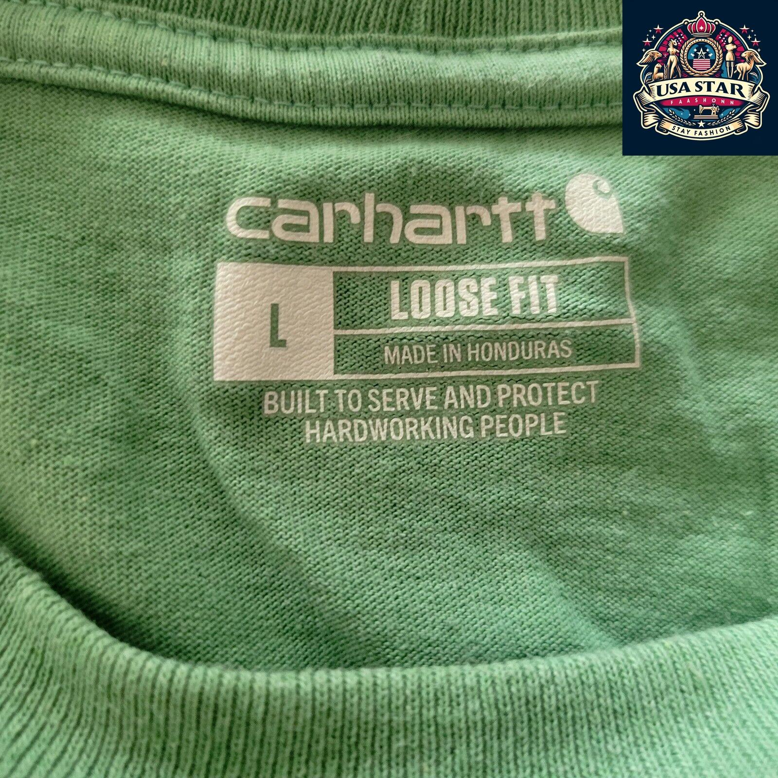 Vintage Carhartt T-Shirt Green Large Original Fit Loose Fit - Sustainable Style Classic - USASTARFASHION