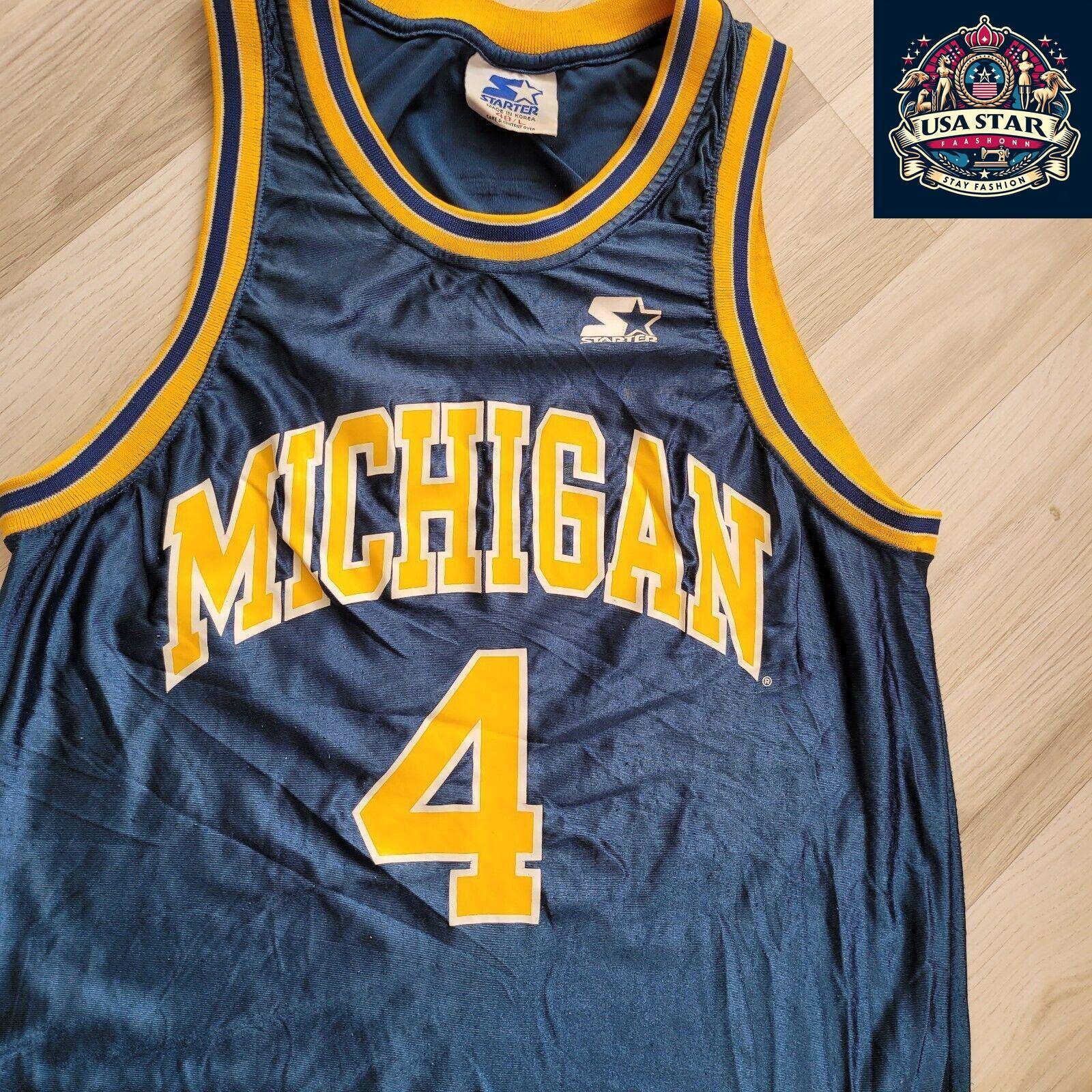 Vintage Michigan Wolverines Jersey Starter #4 Chris Webber Size 48 Large Pre-Owned Classic - USASTARFASHION