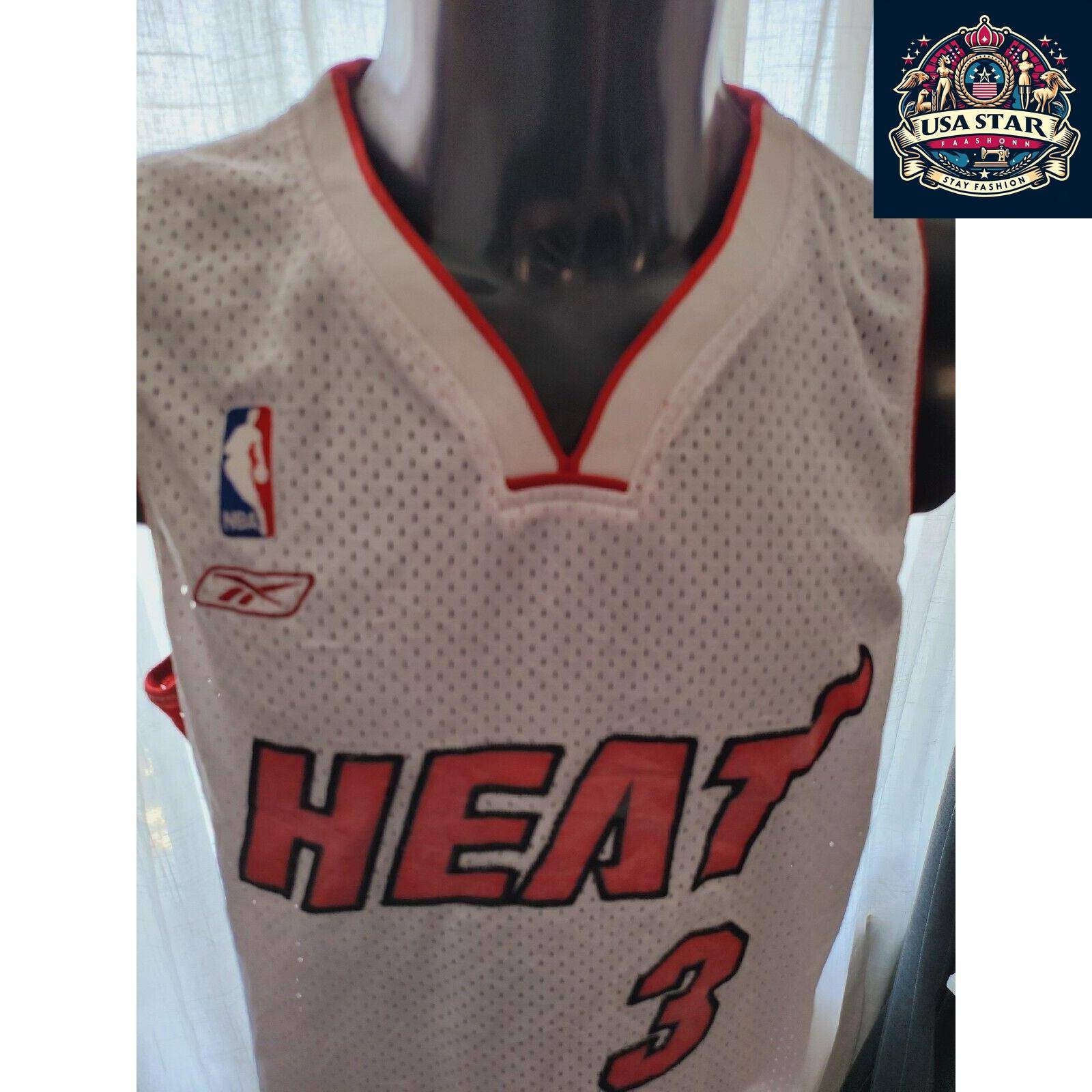 Reebok Miami Heat Jersey Dwayne Wade #3 Men’s Size M - Vintage Style, Great Condition - USASTARFASHION