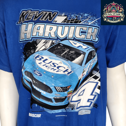 Kevin Harvick T-Shirt XL - Comfortable 100% Cotton, Vibrant Busch Light Graphics, Stewart-Haas Racing - USASTARFASHION