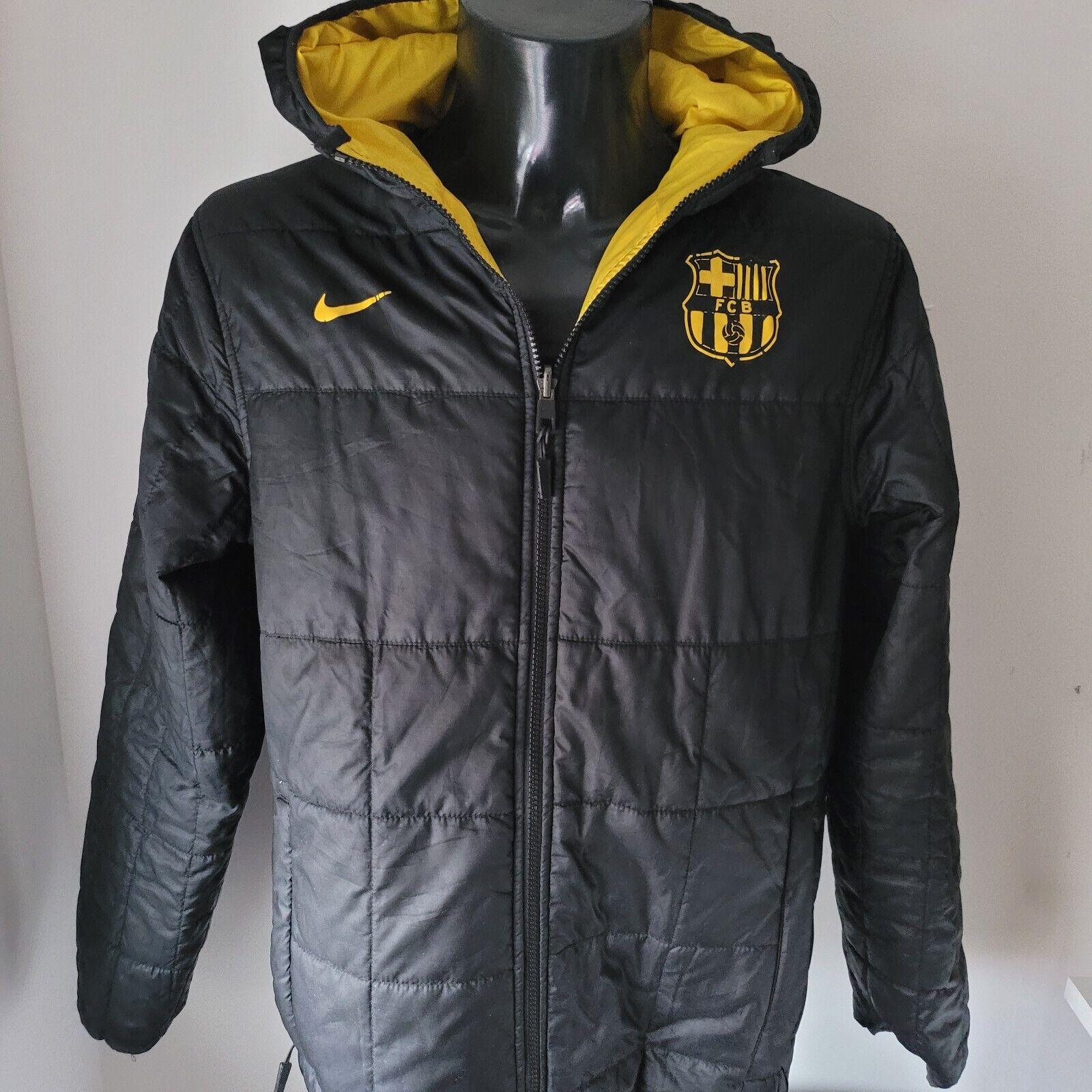 NIKE FCB FC Barcelona Jacket - Size M - Reversible - Black/Yellow - Rare-USASTARFASHION