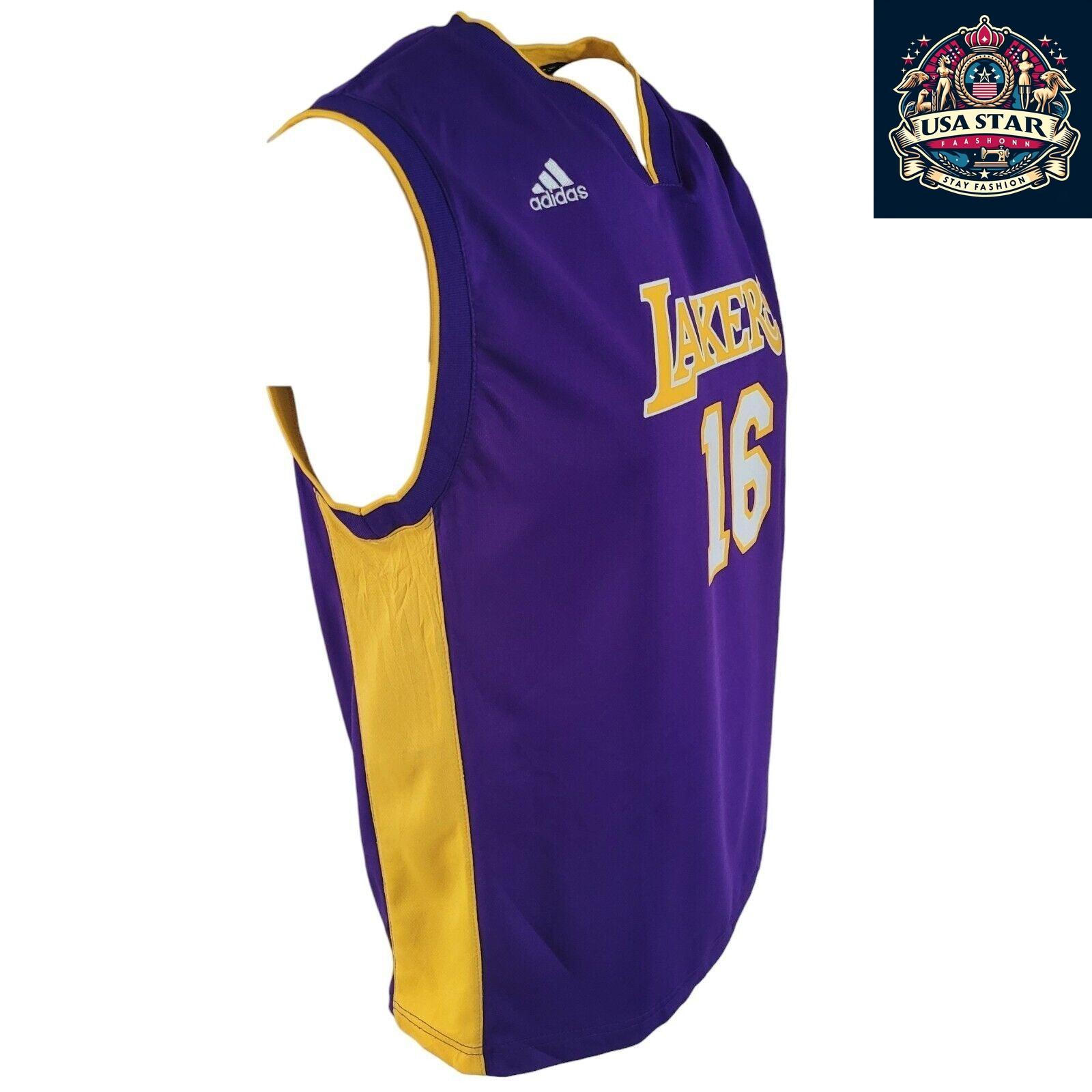 Adidas NBA Lakers Gasol No. 16 Purple Vest Jersey for Youth (18-20) & Adults S/M - USASTARFASHION