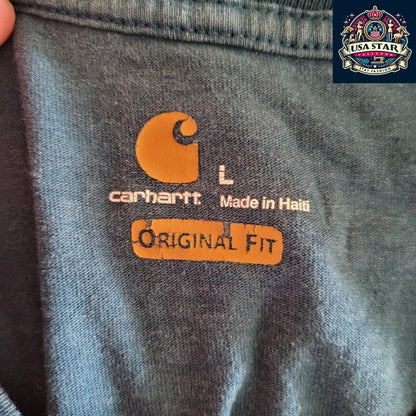 Carhartt Long Sleeve Shirt | Original Fit | 100% Cotton | Durable Blue Shirt in Size L - USASTARFASHION