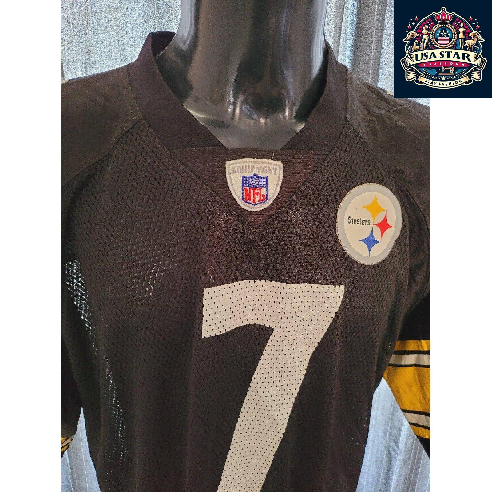 NFL Pittsburgh Steelers Reebok Jersey #7 Ben Roethlisberger Size L Black Gold Authentic Fan Gear - USASTARFASHION