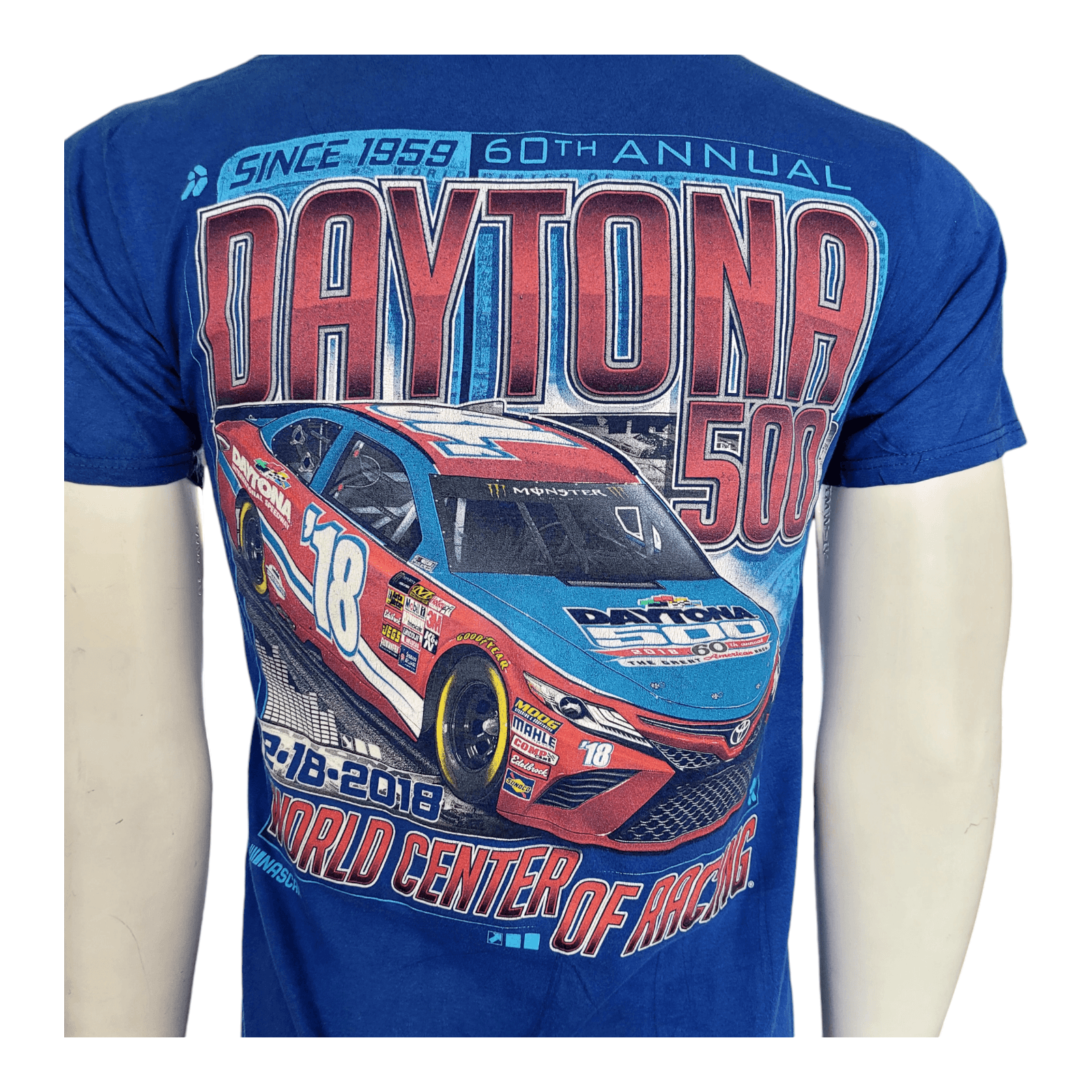 Fanatics Daytona 500 2018 Racing T-Shirt Small NASCAR 60th Annual Blue