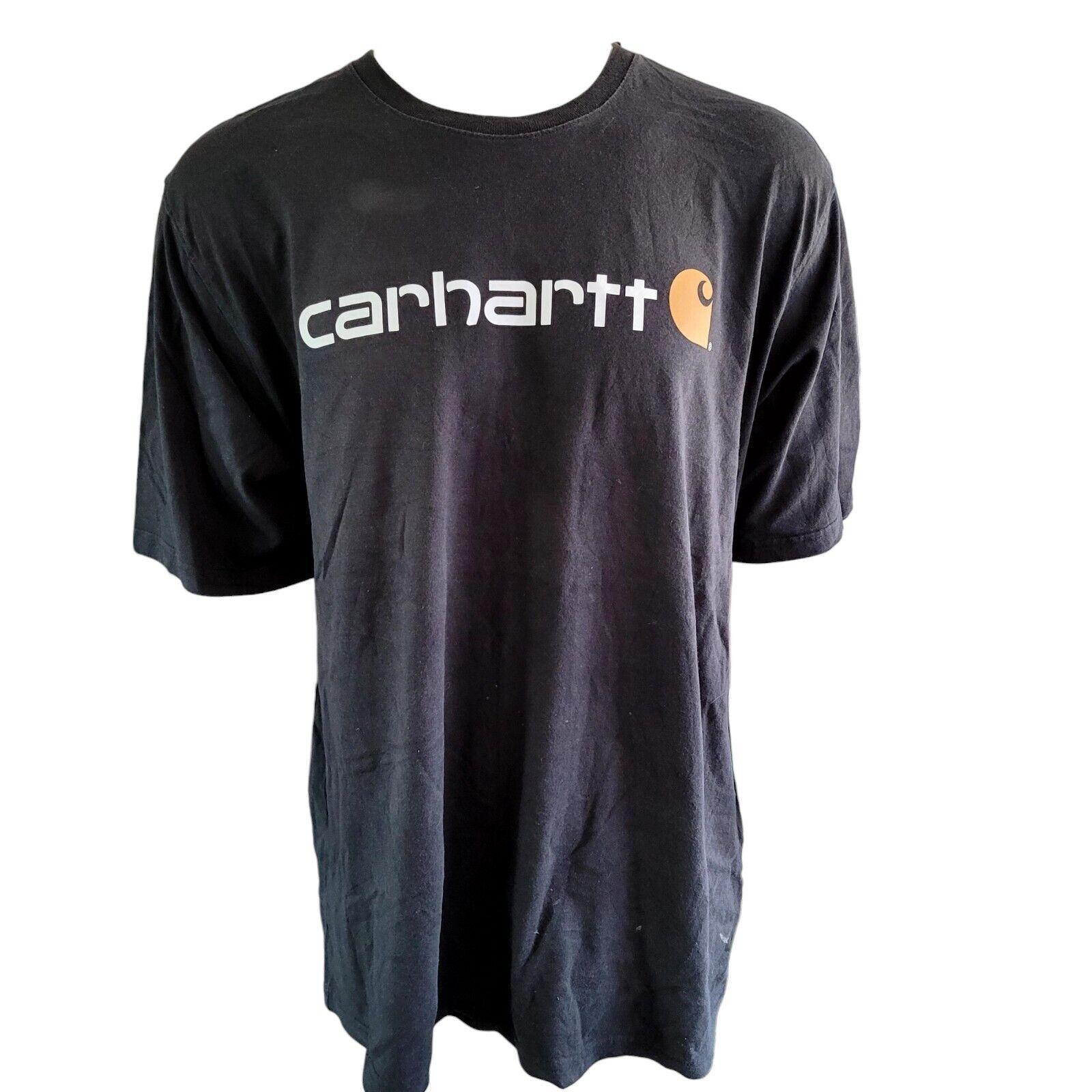 Vintage Carhartt 2XL Charcoal Black Logo T-Shirt | 100% Cotton Short Sleeve Tee-USASTARFASHION