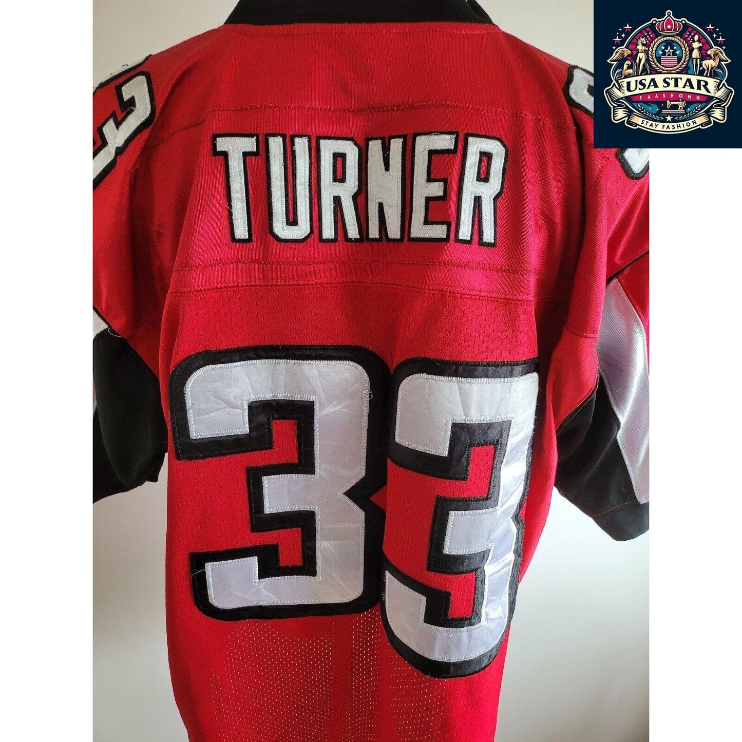 Vintage Falcons Jersey XL - Reebok NFL Atlanta Falcons #33 Turner, Classic Design, Comfortable Fit - USASTARFASHION