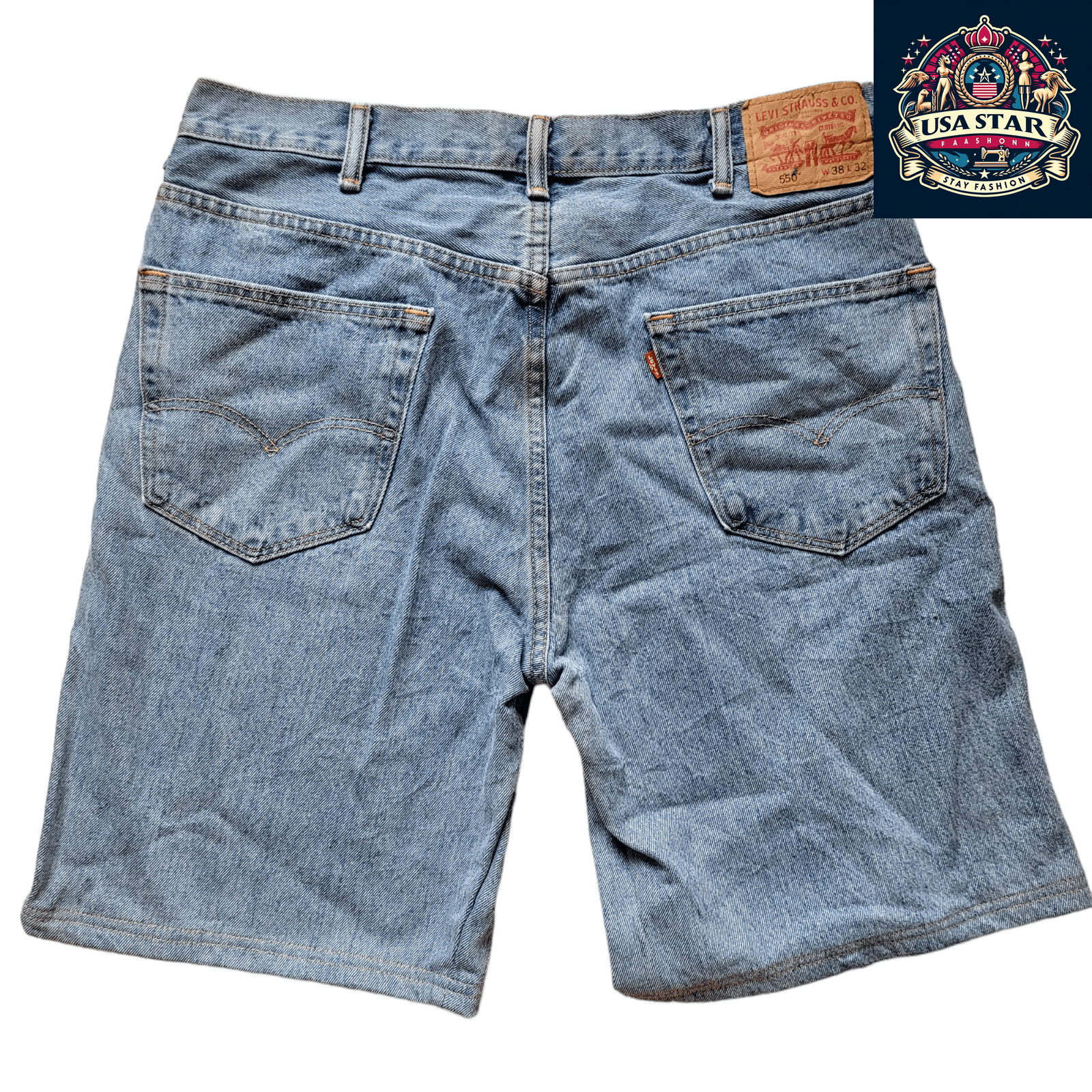 Levi's 550 Denim Jorts W38 - Men's Light Wash Vintage Style with Relaxed Fit and Roomy Pockets - USASTARFASHION