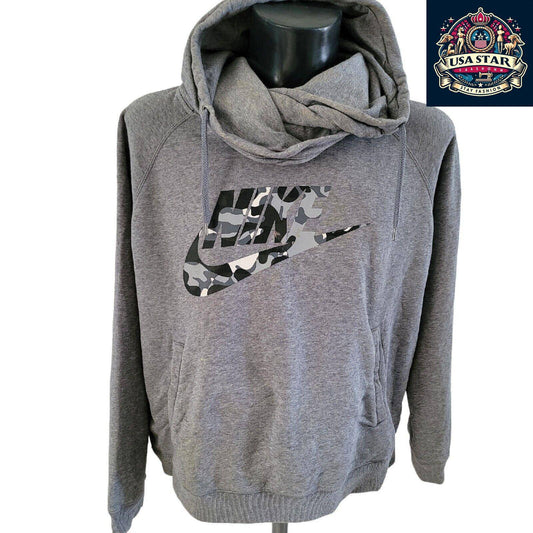 Nike Women's XL Grey Cotton Hoodie - Cozy, Stylish, Versatile Casual Wear with Spacious Hood - USASTARFASHION