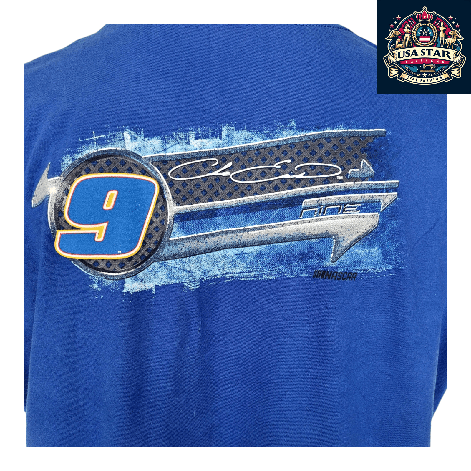 Chase Elliott T Shirt 2XL Blue Graphic Tee 100% Cotton Comfort Fit for NASCAR Fans USASTARFASHION