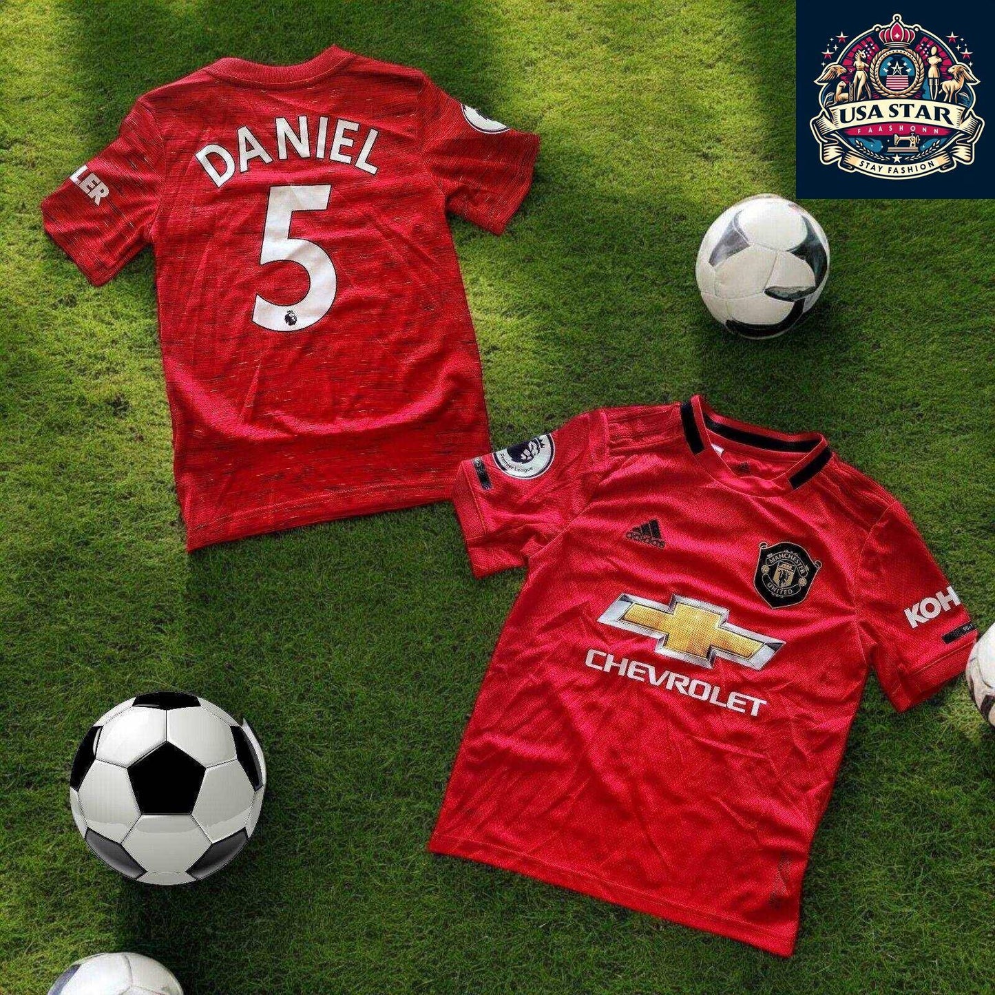 Adidas Manchester United Youth Home Jersey Size 9-10 Years Daniel #5 Red Soccer Shirt - USASTARFASHION