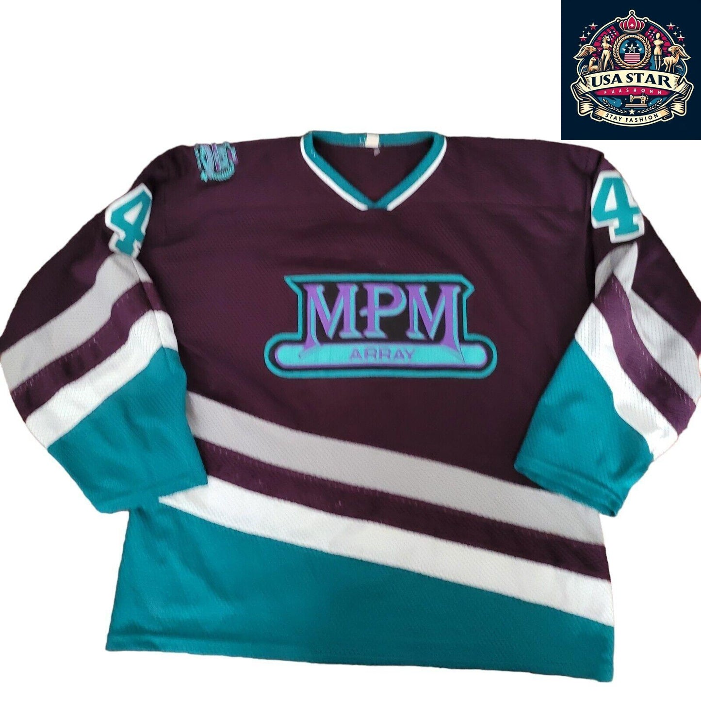 Vintage MPM Array #4 Hockey Jersey Purple Teal - 10th Anniversary Edition -... - USASTARFASHION