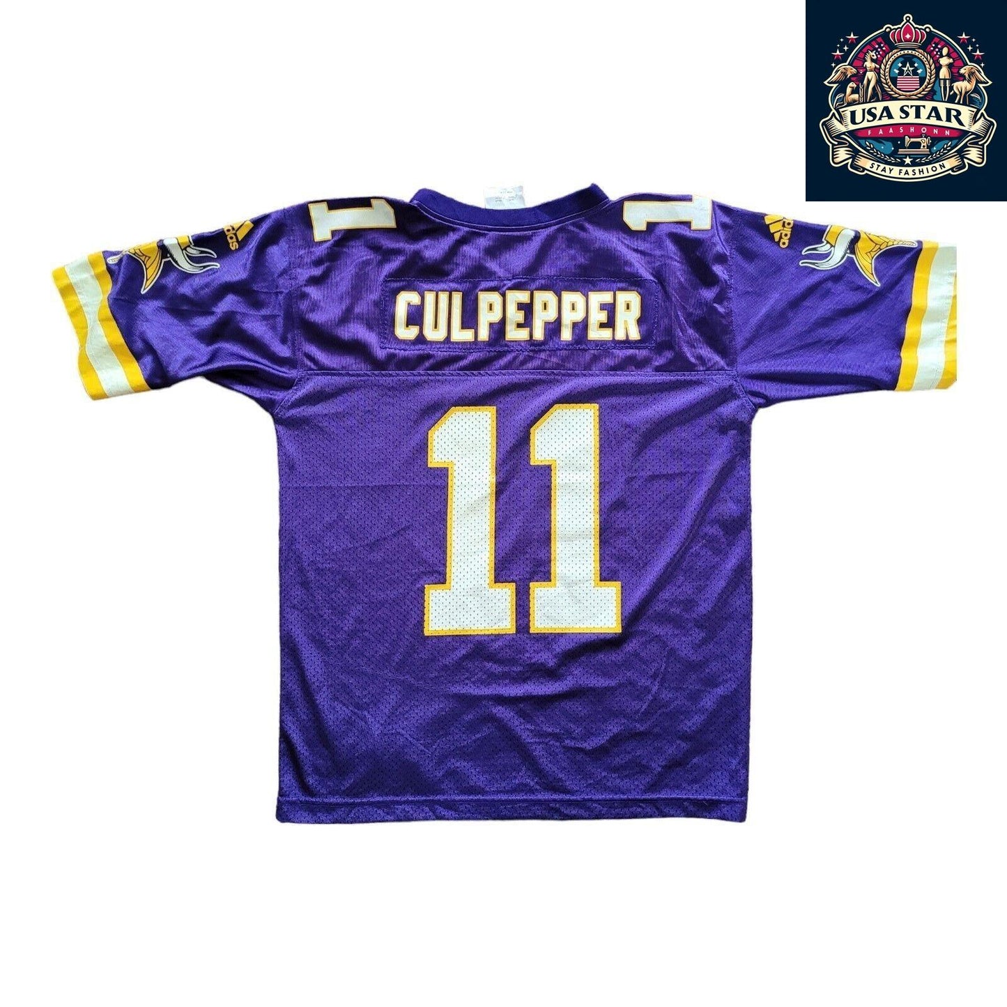 Adidas Daunte Culpepper #11 Minnesota Vikings Jersey Kids Purple Youth Size M (10-12) - USASTARFASHION