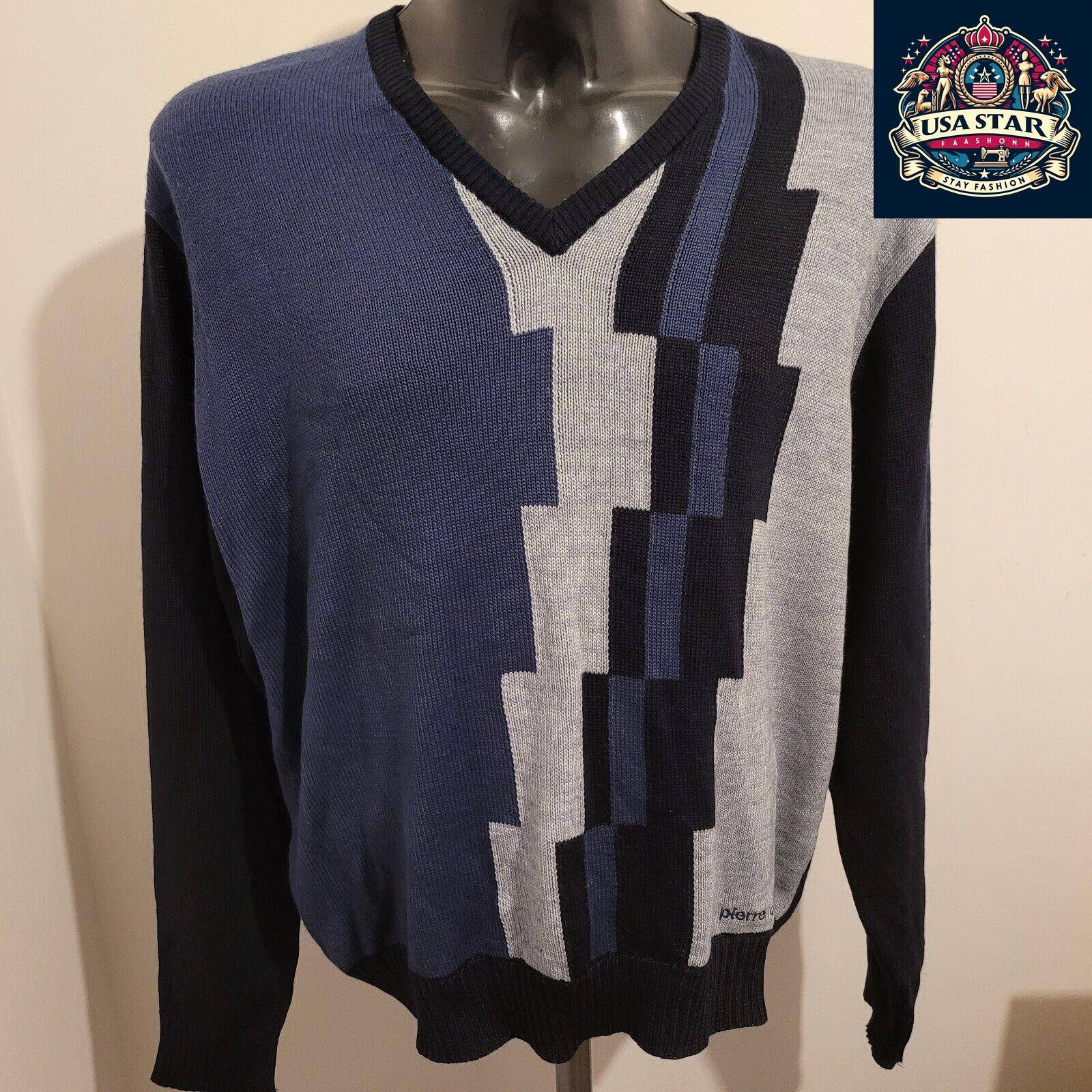 Pierre Cardin XL Wool Jumper in Multi-Color Pattern - Stylish, Cozy, and Durable USASTARFASHION