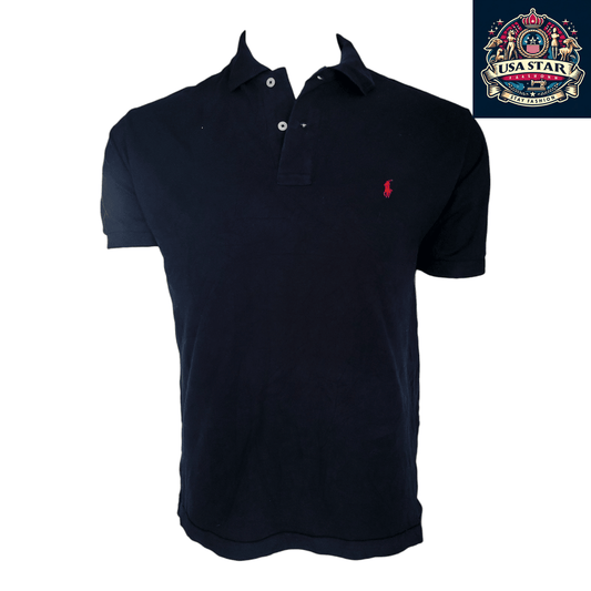 Ralph Lauren Polo Golf Shirt for Men, Small Size - Classic Black with Iconic Red Pony Logo - USASTARFASHION