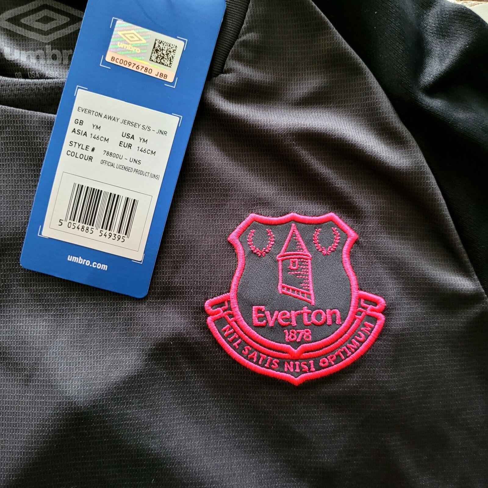 Umbro Everton Away Jersey Richarlison #10 Youth Medium Black Pink NWT-USASTARFASHION