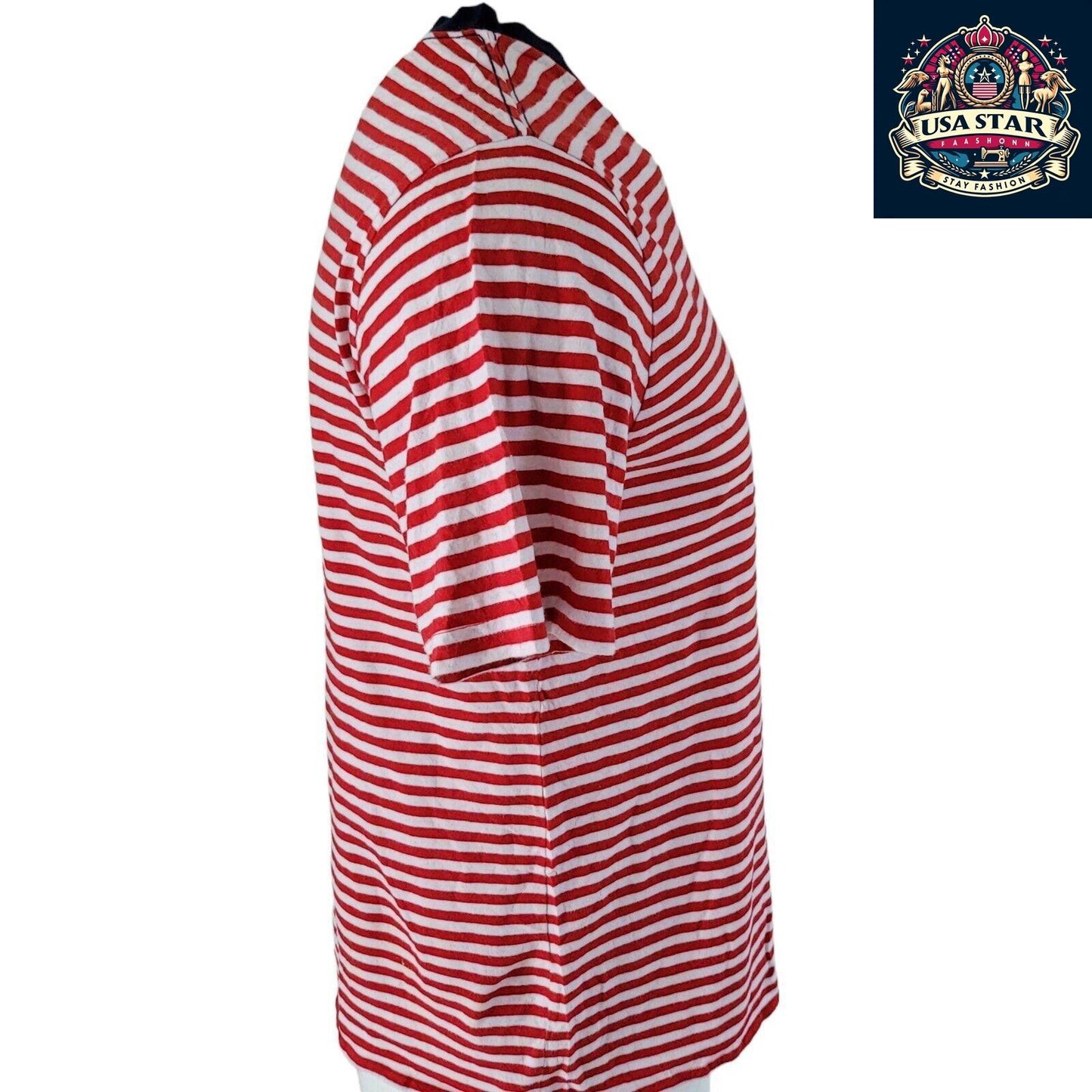 Polo Ralph Lauren T-Shirt XL | Red Striped Design | High-Quality Cotton Comfort - USASTARFASHION