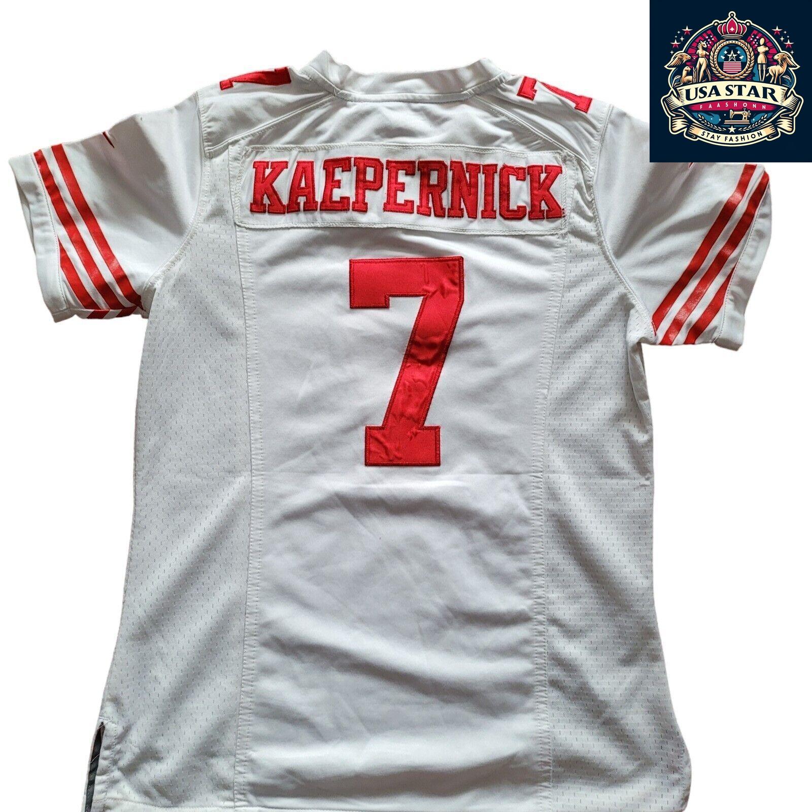 Nike NFL Youth Jersey Colin Kaepernick #7, Large Size, White with Red Accents, 49ers Fan Apparel - USASTARFASHION