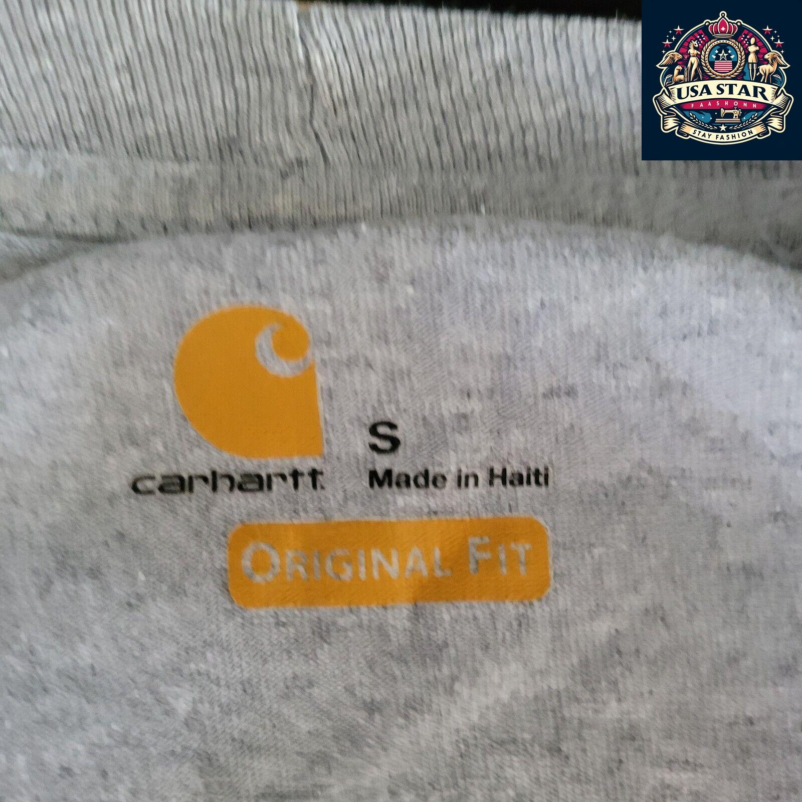 Carhartt Long Sleeve Shirt Size S - Original Fit, 90% Cotton, Casual Gray Comfort - USASTARFASHION