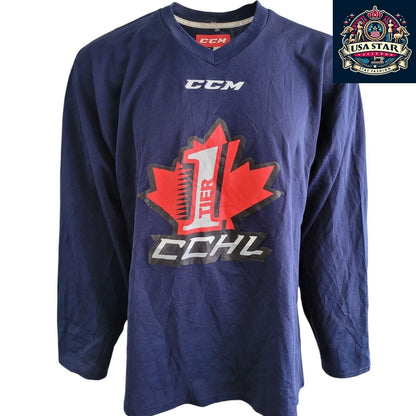 Adult CCM Hockey Jersey XL - Navy Blue with CCHL Emblem and Bold '13' Design for Players - USASTARFASHION