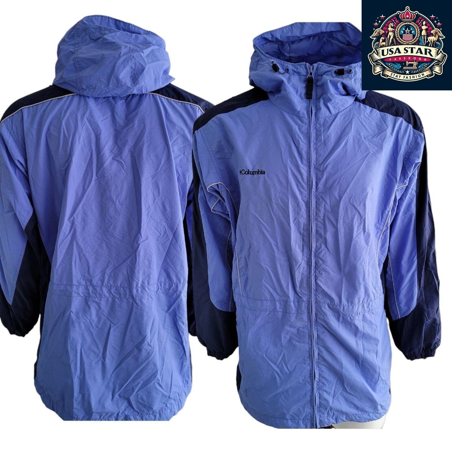 Columbia Women's Waterproof Jacket Size L - 100% Waterproof, Lightweight, Breathable in Stylish Blue - USASTARFASHION