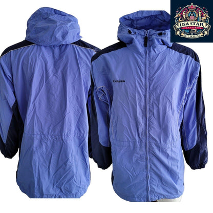 Columbia Women's Waterproof Jacket Size L - 100% Waterproof, Lightweight, Breathable in Stylish Blue - USASTARFASHION