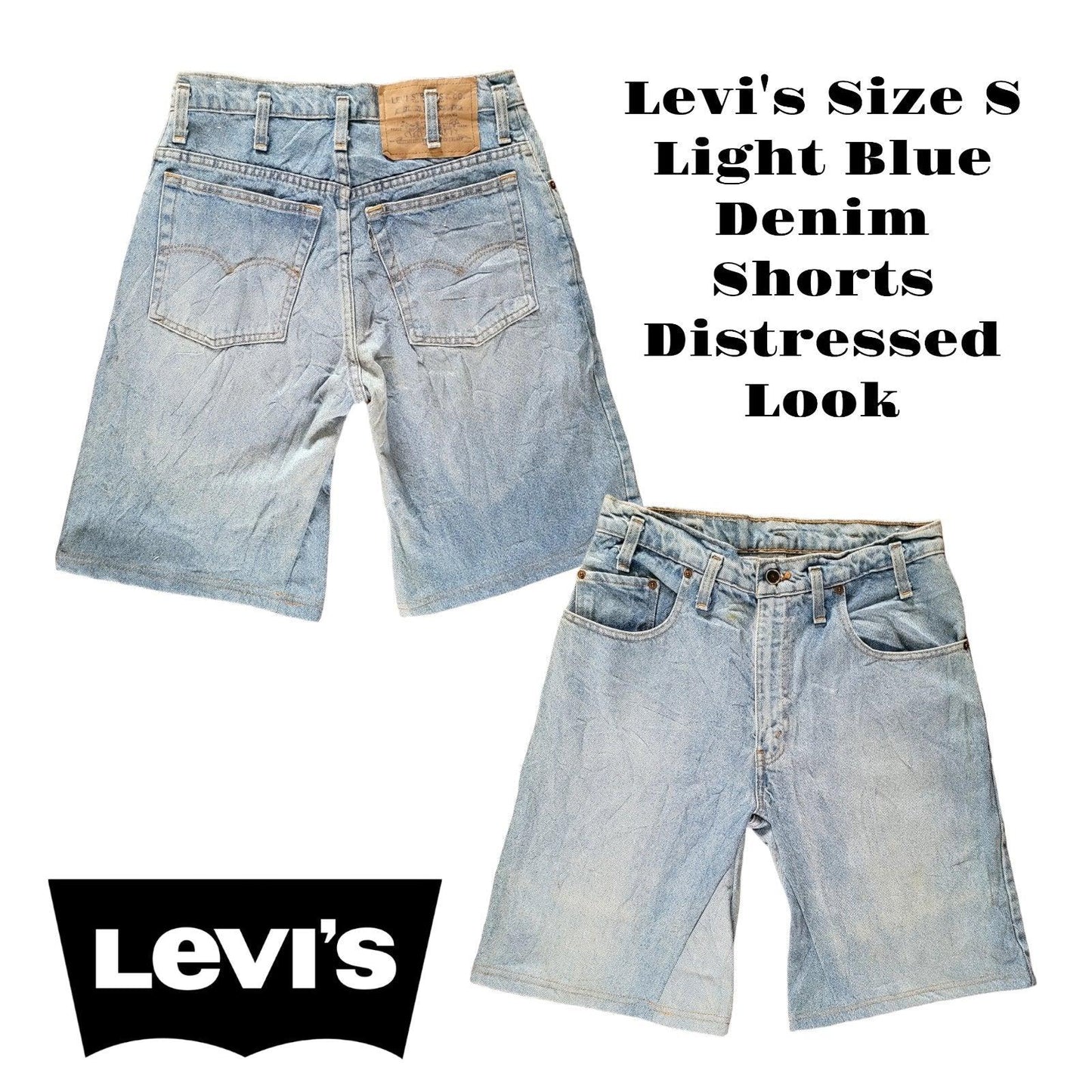 Levi's Size S Light Blue Denim Shorts Distressed Look-USASTARFASHION