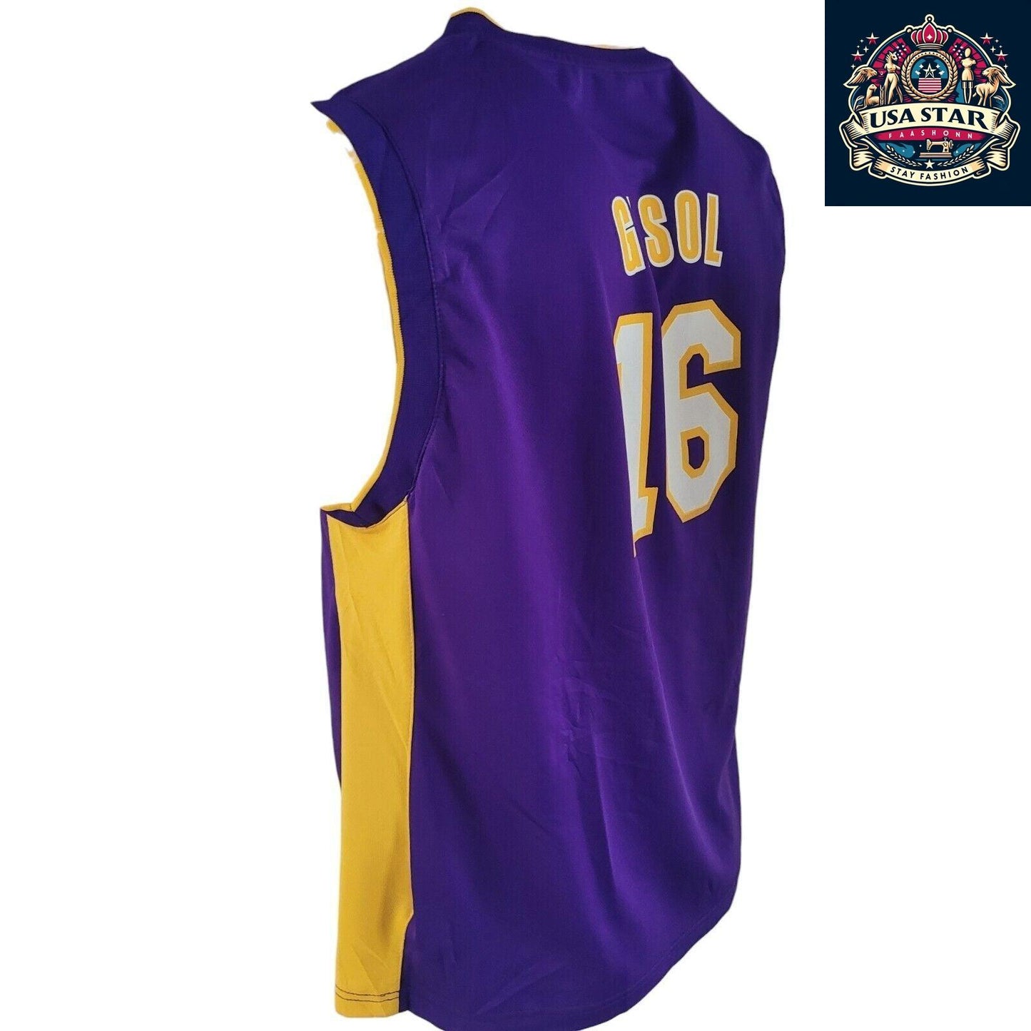 Adidas NBA Lakers Gasol No. 16 Purple Vest Jersey for Youth (18-20) & Adults S/M - USASTARFASHION