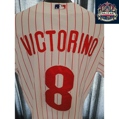 Shane Victorino #8 Vintage Phillies World Series Jersey 2008 Fall Classic Size 50 L - USASTARFASHION